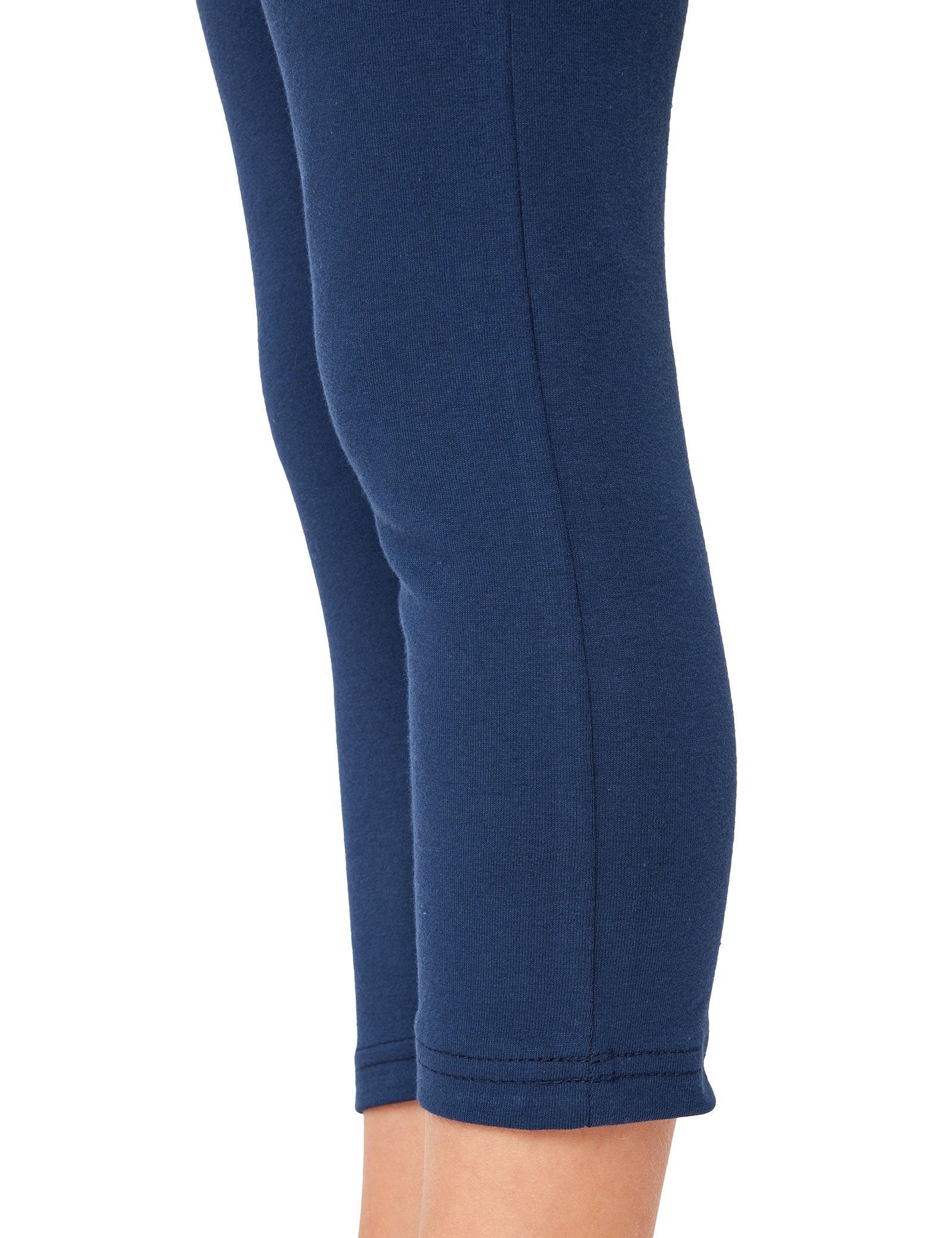 Bund aus (1-tlg) Leggings 3/4 Marineblau BLV50-280 Baumwolle Bellivalini elastischer Mädchen Capri Leggings