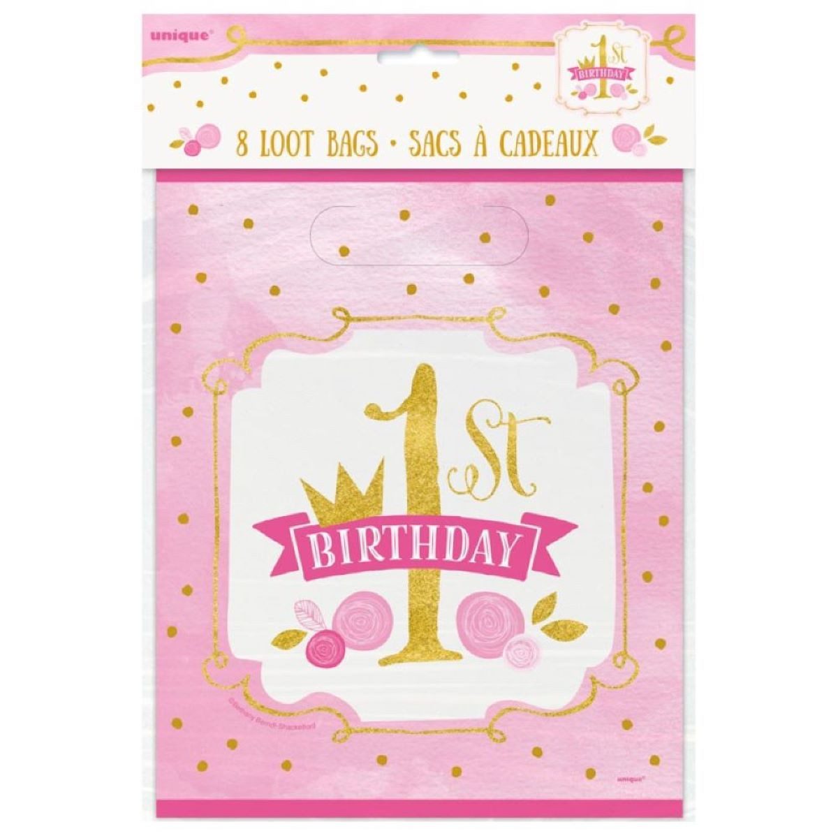 Unique Industries Inc. Hängedekoration Geschenktüte PVC 18x22cm/8St. 1.st HB Pink/Gold