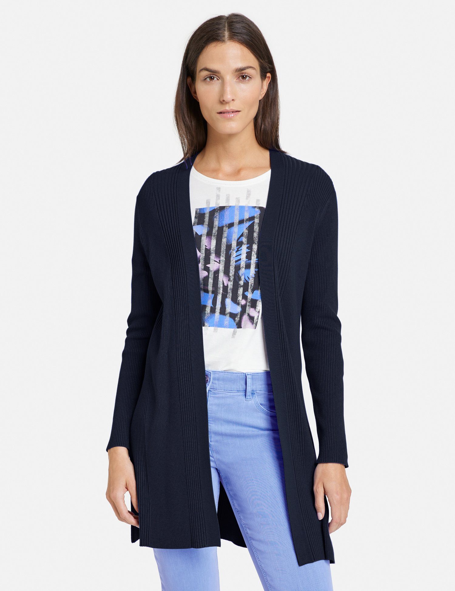 navy mit Cardigan Offener Rippstrick GERRY Cardigan WEBER