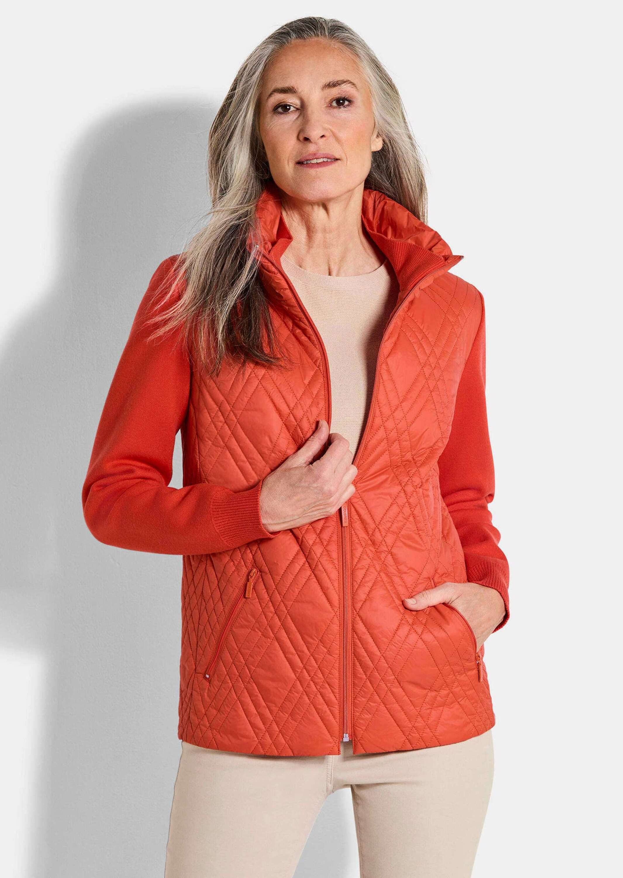 GOLDNER Outdoorjacke Lässige Jacke mit Strick und Stepp Herbstjacke mit Stehkragen, Reißverschluss und Langarm