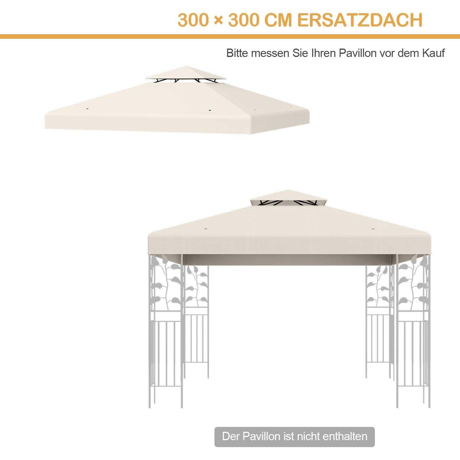 COSTWAY Pavillon-Ersatzdach 3x3m Ersatzdach, mit Klettverschlüssen günstig online kaufen