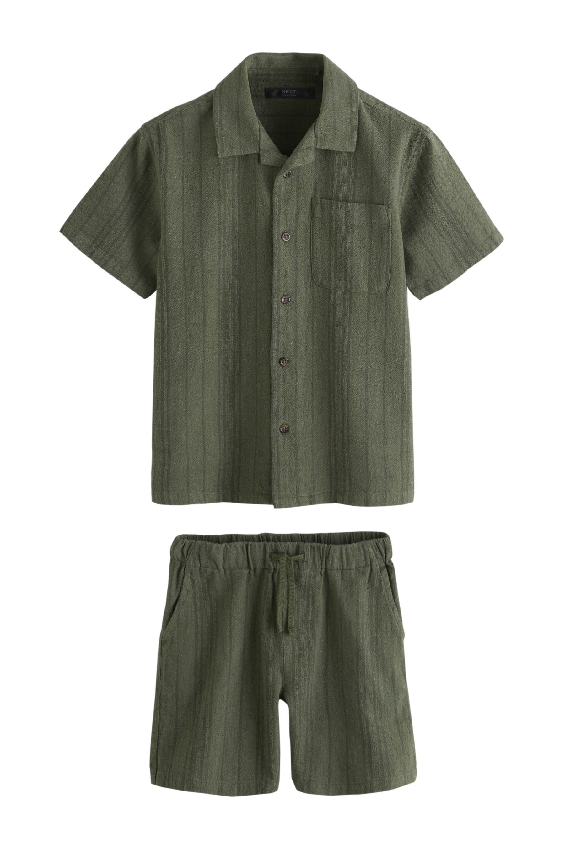 Next Shirt & Shorts Strukturiertes Kurzarmhemd und Shorts im Set (2-tlg)