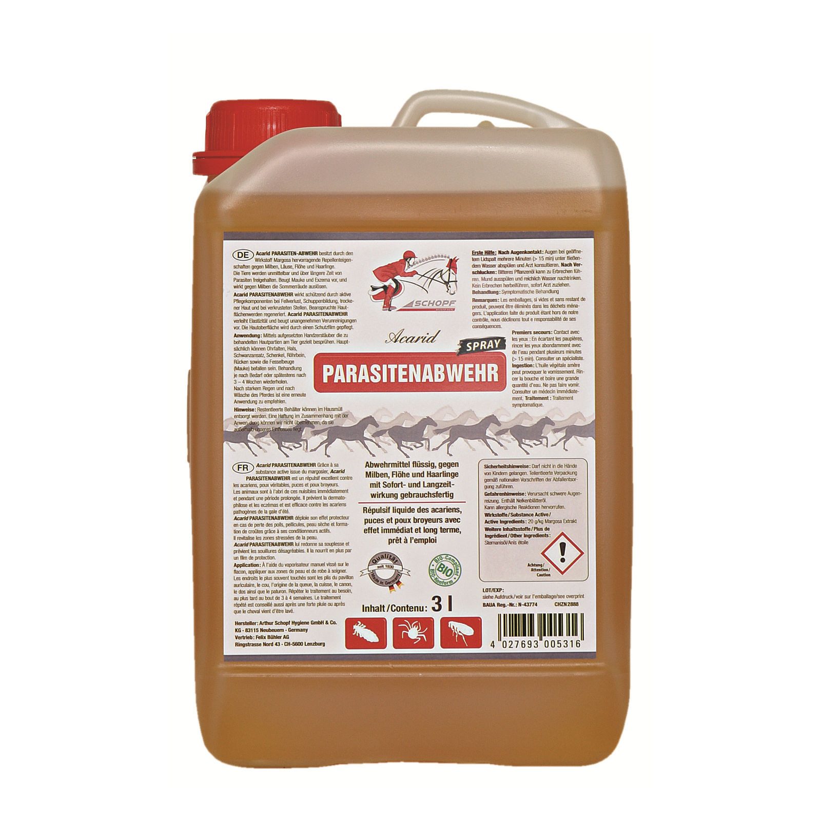 Insektenspray Acarid Parasitenabwehr 3 Liter