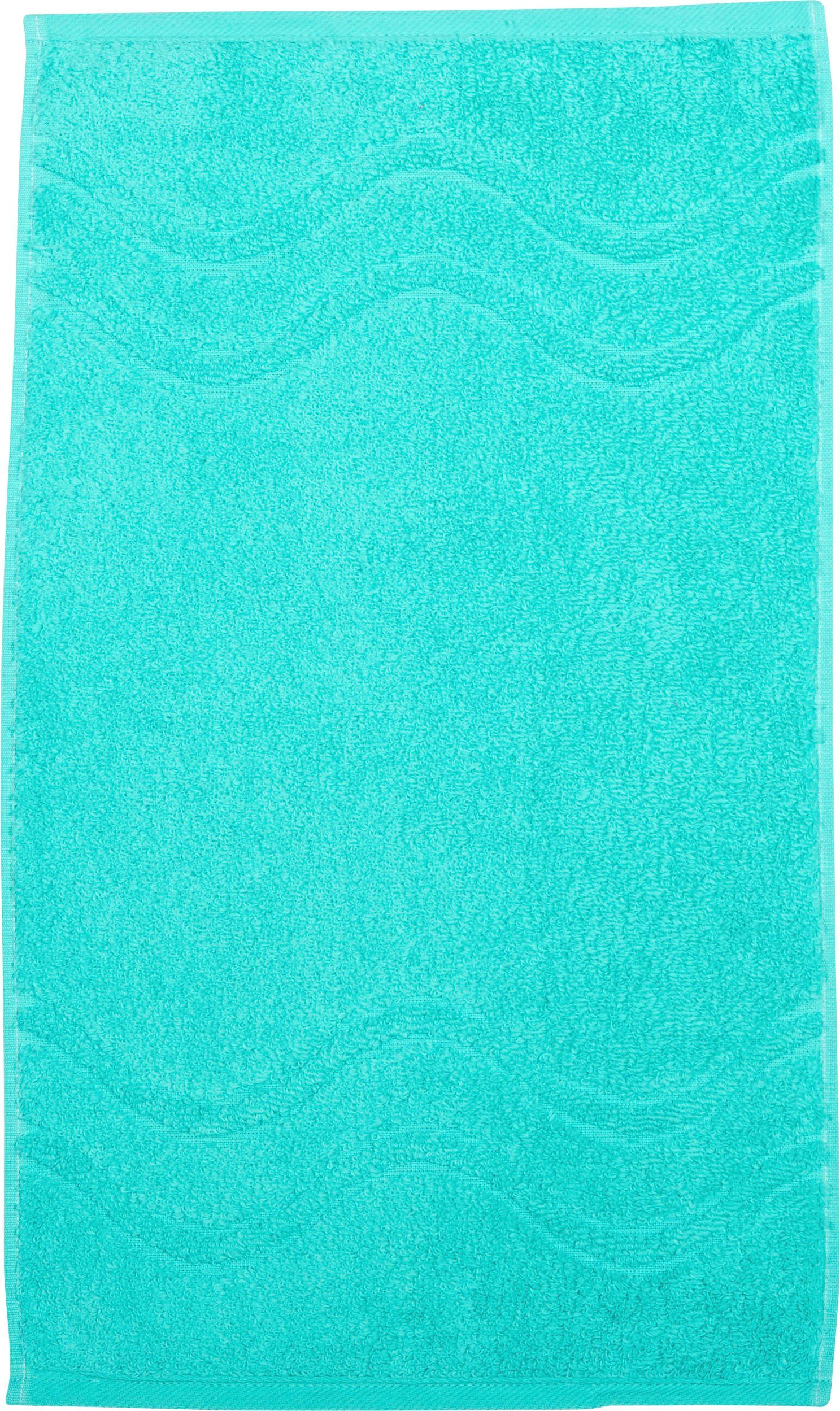 Frottier Cashmere (6-St), ROSS aqua mit bleached feeling, Wellen-Bordüre Gästehandtuch