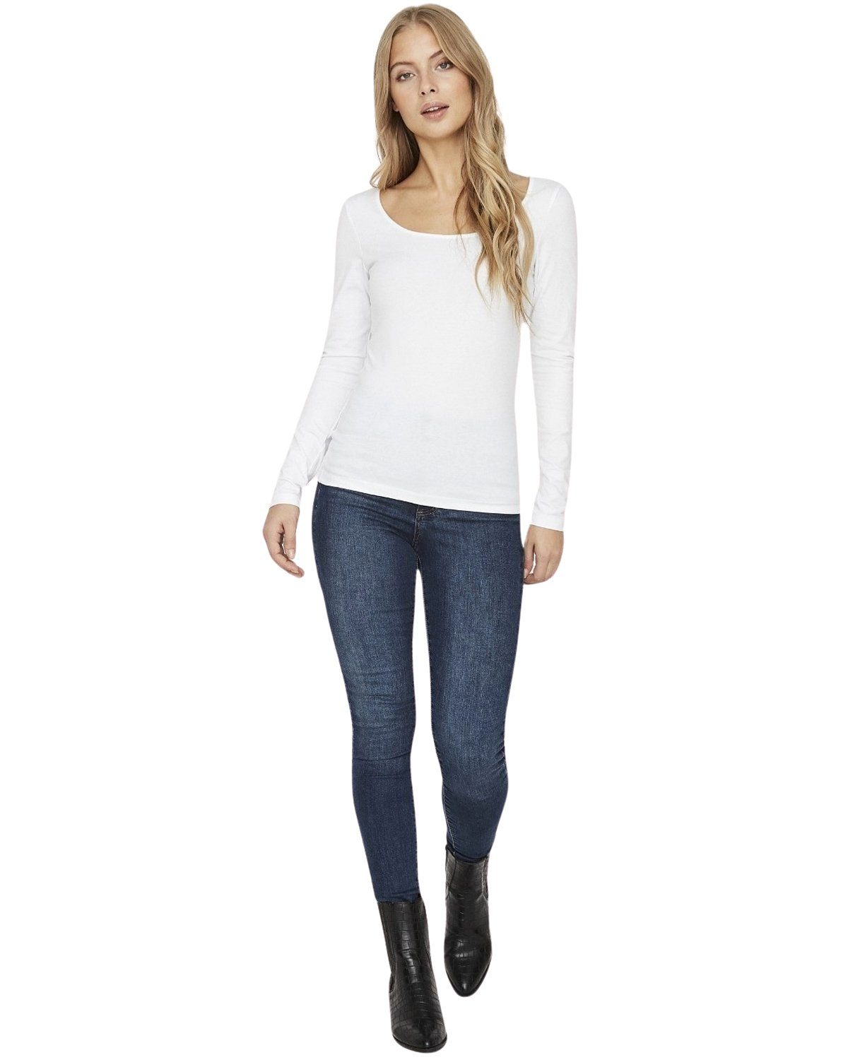 Shirt Basic Doppelpack 1 U-Neck Mix Doppelpack Vero Moda im Langarmshirt (2er-Pack)