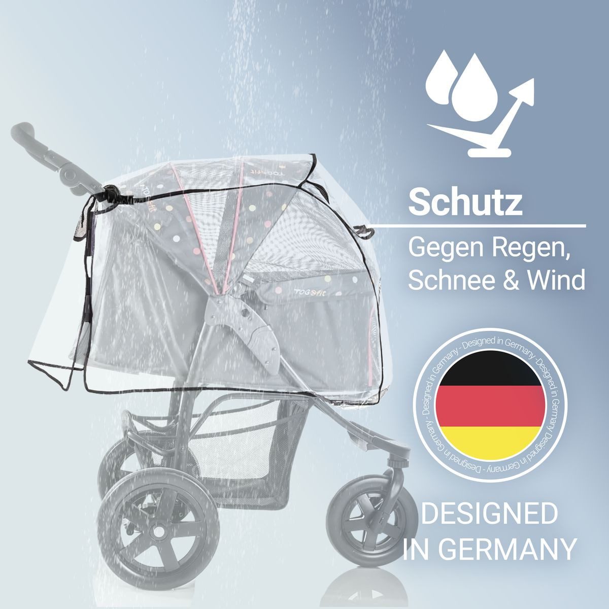 Zamboo Hundebuggy TOGfit, Universal Regenschutz für Hundebuggy Regenverdeck Hundewagen