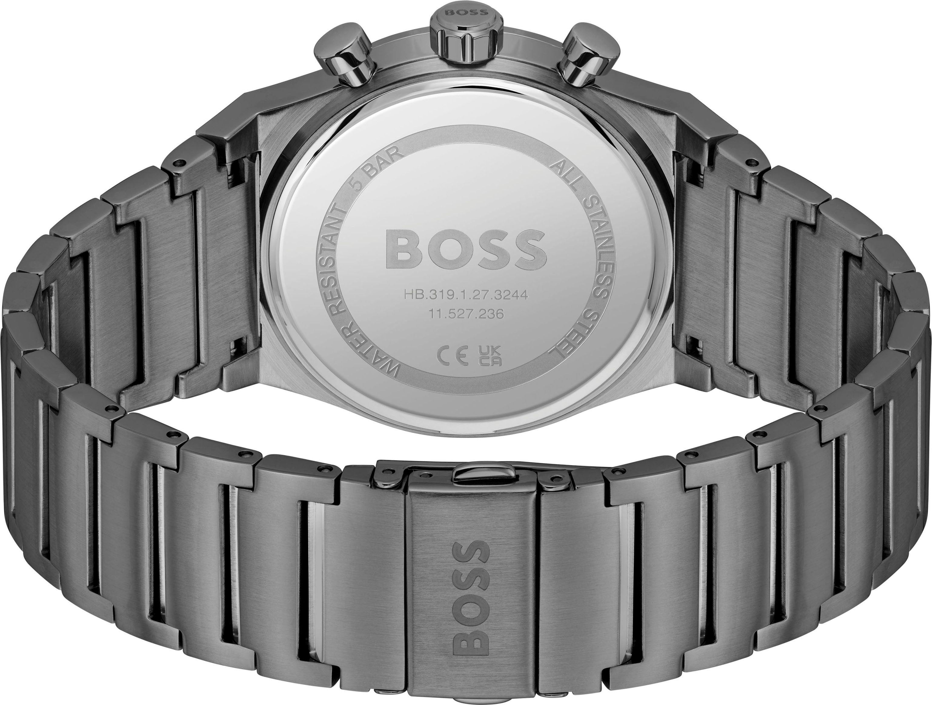 BOSS Chronograph CANDOR CHRONO 1514223, Quarzuhr, Armbanduhr, Herrenuhr, Edelstahlarmband, analog, Tag