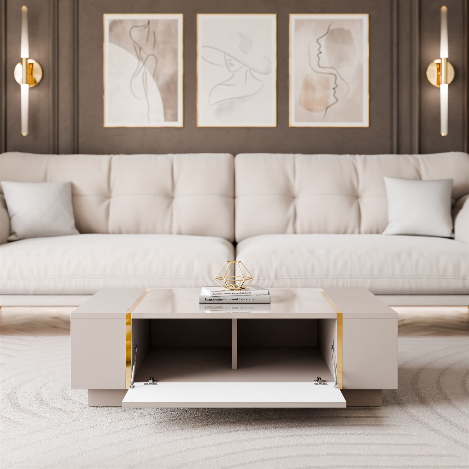 yourhouse24 Couchtisch ONYX Kaschmir Gold Beine – Bild 3 von 5