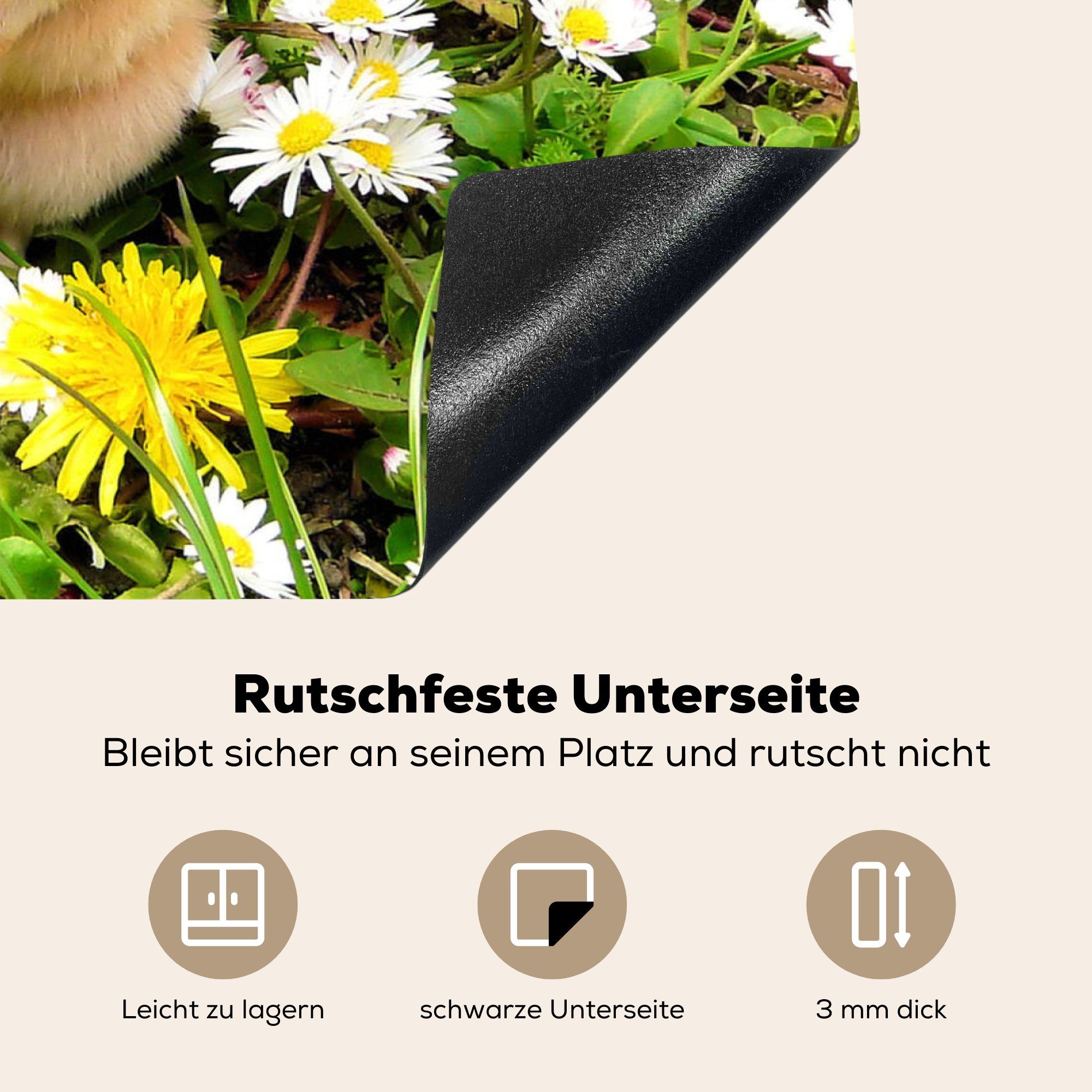 - (1 die cm, - tlg), Induktionskochfeld Gras, küche, Vinyl, Hamster Ceranfeldabdeckung Schutz für Herdblende-/Abdeckplatte MuchoWow Blumen 71x52