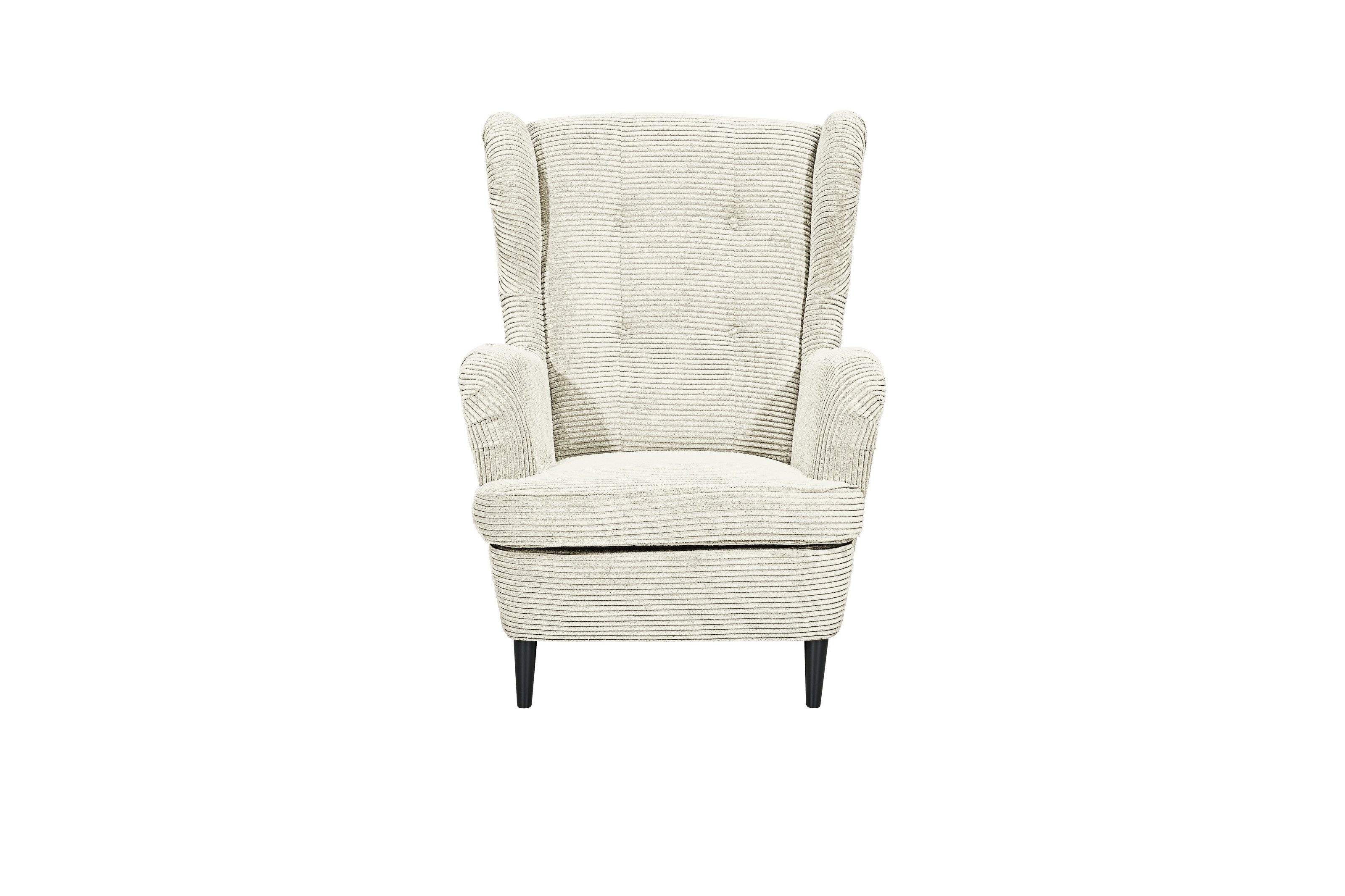 freiraum Ohrensessel OSKAR, Massivholzfüße, Nosagfederkern, Bezug cream - 78x102x98 (BxHxT)