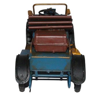 JS GartenDeko Modellauto Blechauto Oldtimer Auto Modellauto blau L 27 cm Modellfahrzeug