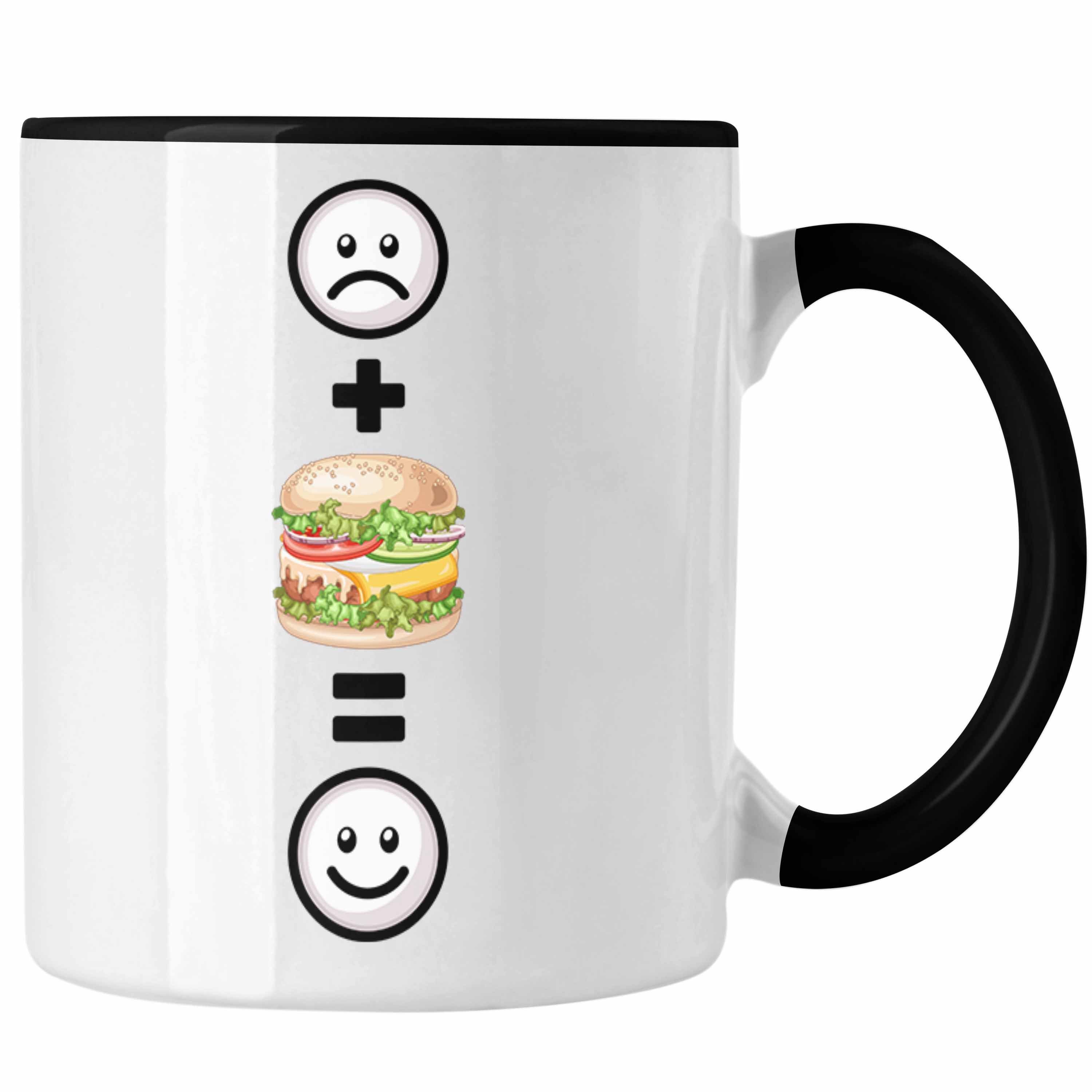 Trendation Tasse Burger Tasse Geschenk für Burger-Liebhaber Lustige Geschenkidee :(B Schwarz