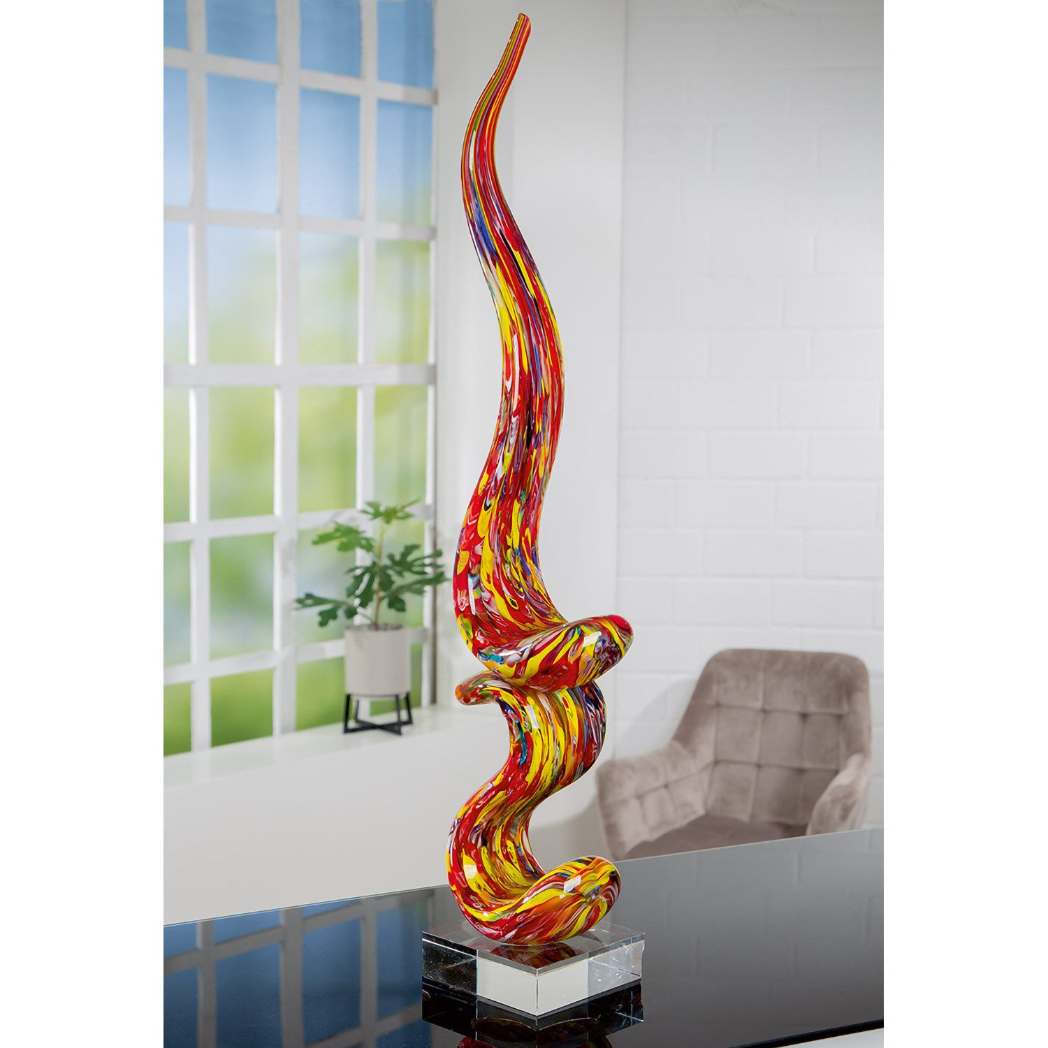 GILDE Skulptur MOMENTUM Skulptur - rot - Glas - H. 80cm x T. 14cm x B. 15cm - Figur (1 Stück), Elegante Glasfigur - Glasskulptur & Dekoskulptur für Ihr Zuhause