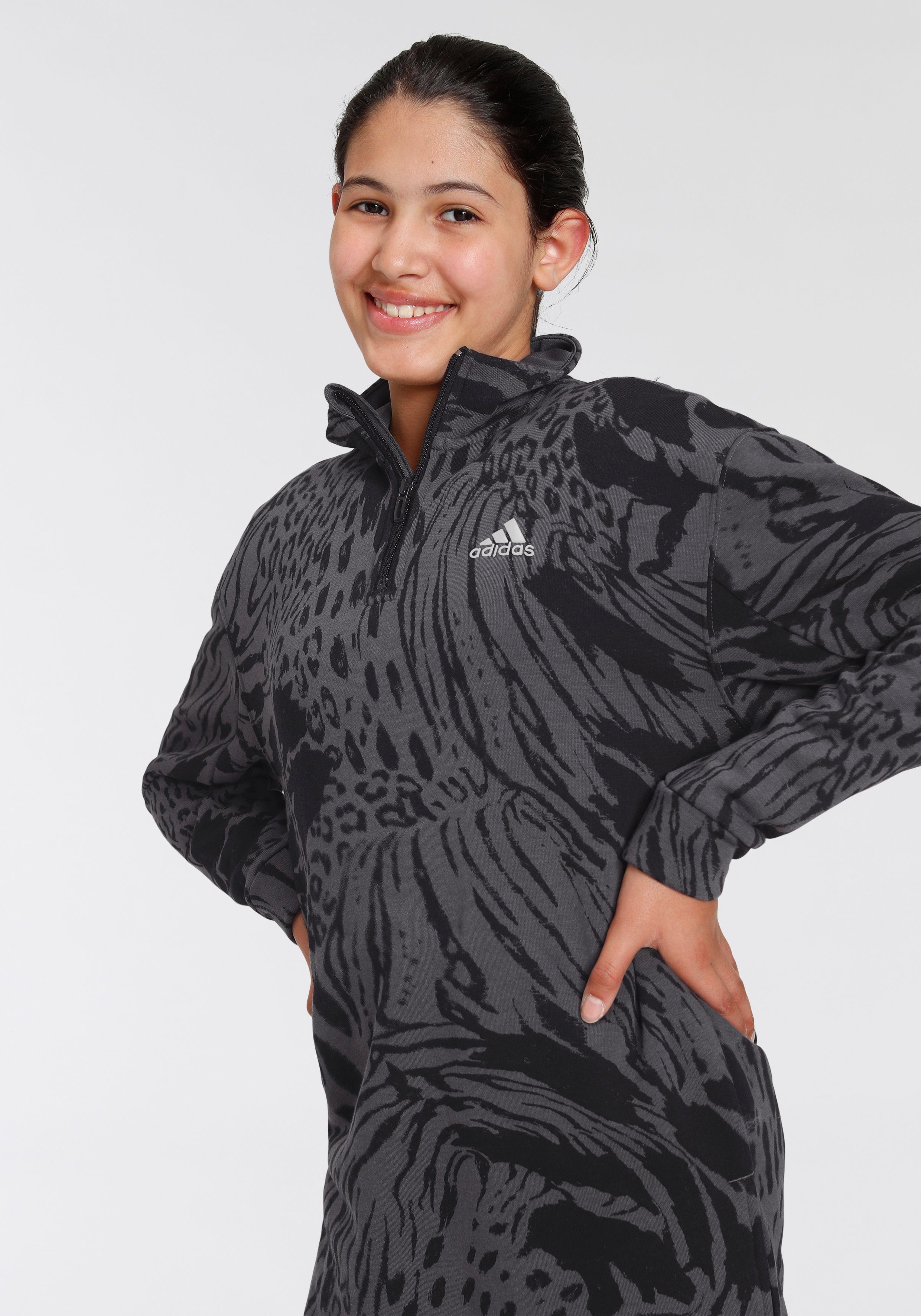 Sportswear FUTURE PRINT HALF-ZIP KLEID ANIMAL Sweatkleid adidas ICONS HYBRID LOOSE COTTON