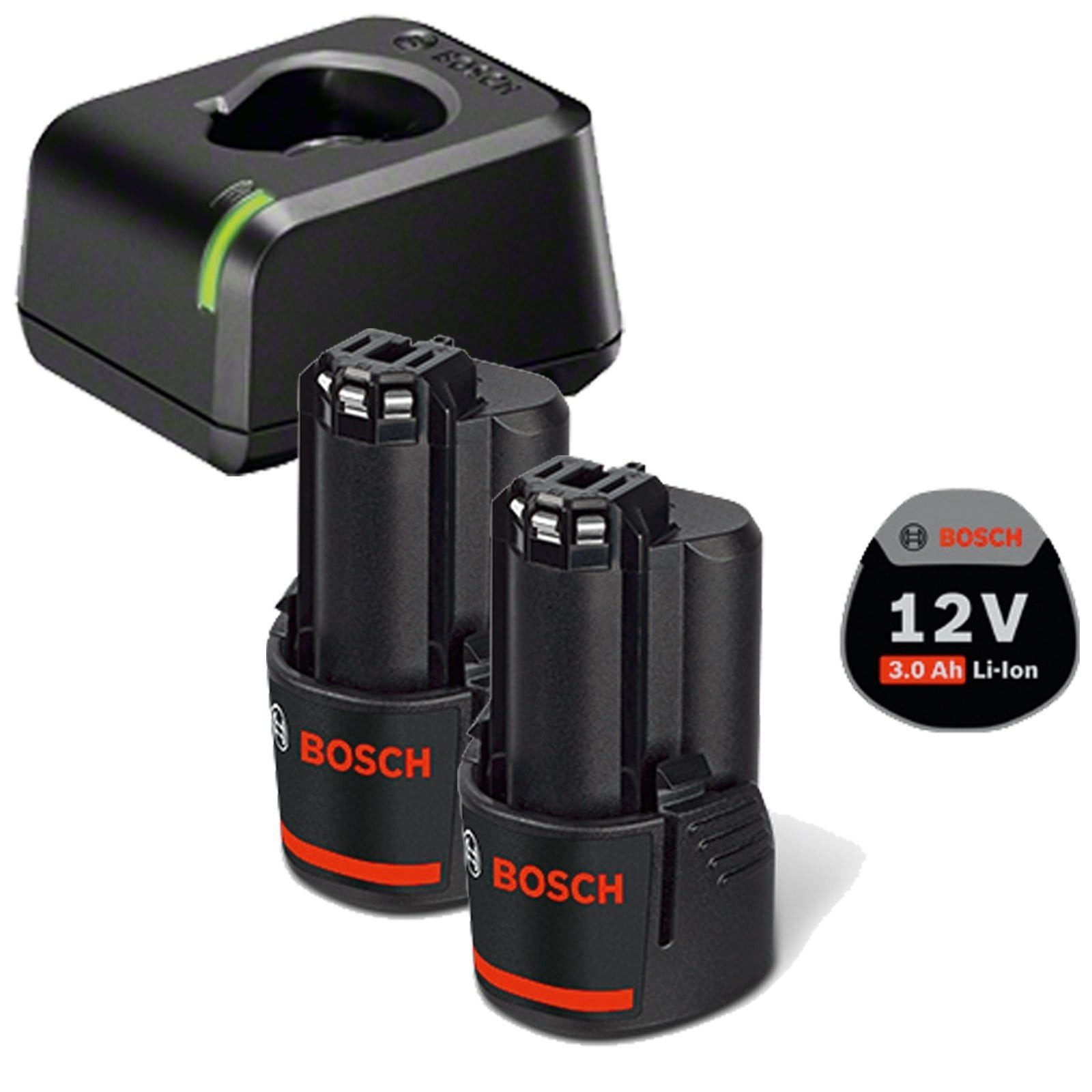 BOSCH Bosch Akku-Starter-Set GBA 12 Volt / 2x 3,0 Ah + Schnellladegerät GAL Werkzeug-Akku-Ladetechnik