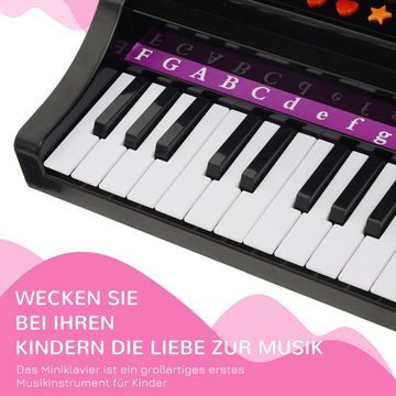 HOMCOM Spielzeug-Musikinstrument Piano Keyboard, Musikinstrument, Schwarz, (Mini-Klavier, 2 tlg., MP3 USB inkl. Hocker 37 Tasten), mit Licht & Sound