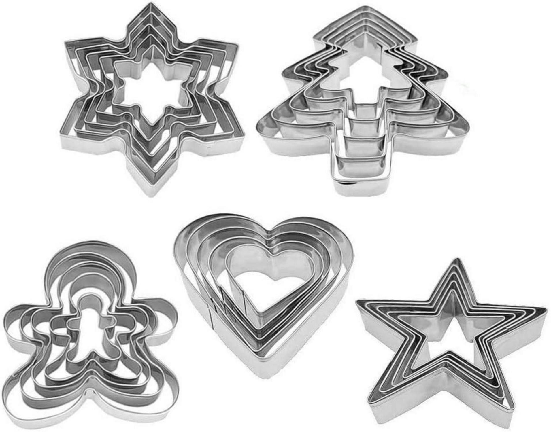 Back-Set Ausstechformen Weihnachten 25PCS Keksausstecher Edelstahl Herz