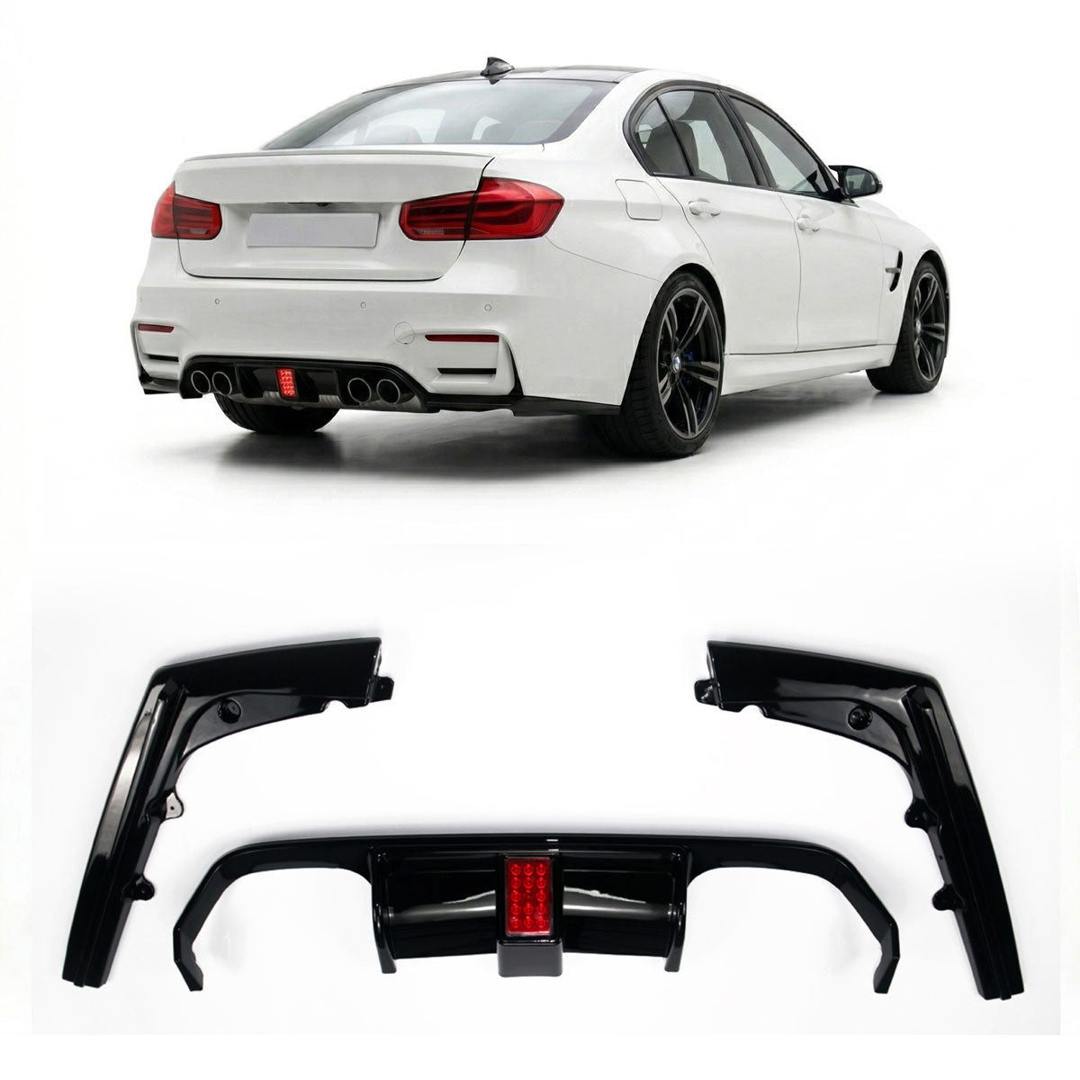 LLCTOOLS Frontstoßstange Heckdiffusor passend für BMW M3 F80 M4 F82 F83, schwarz glänzend