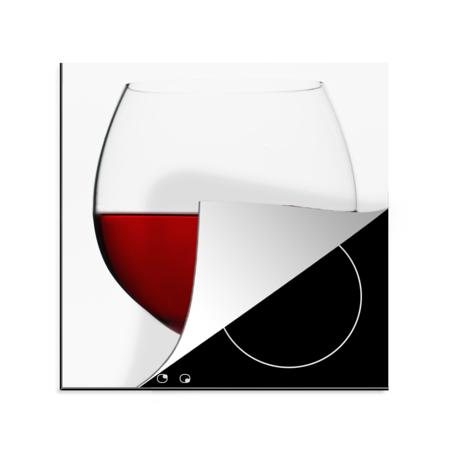 MuchoWow Herdblende-/Abdeckplatte Nahaufnahme eines magischen Glases Rotwein, Vinyl, (1 tlg), 78x78 cm, Ceranfeldabdeckung, Arbeitsplatte für küche