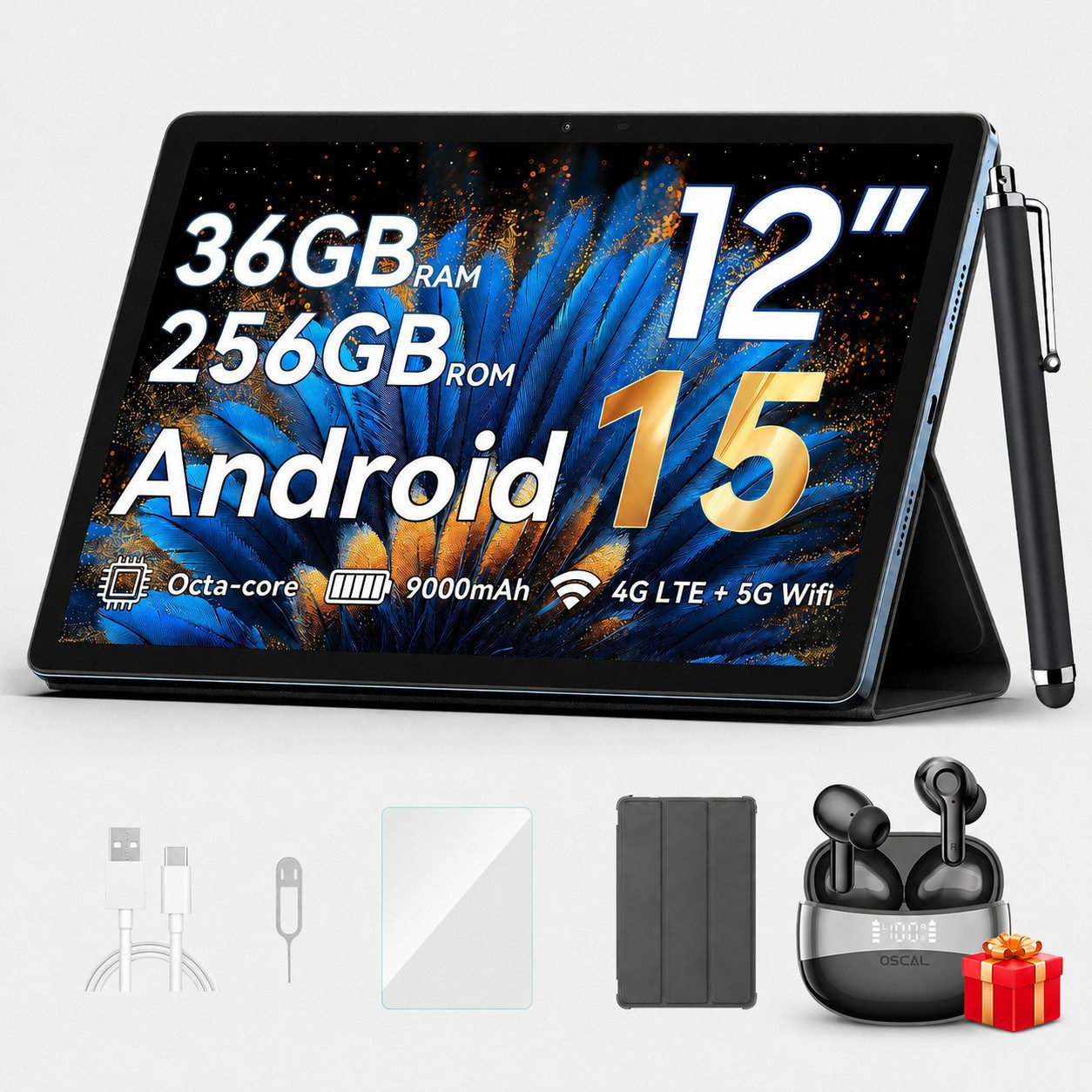 blackview 12,1 " Mega2 Android 15 4G LTE 2,4K 8GB/12GB+256GB Tablet (12", 256 GB, Android 15, 4G (LTE), 2.4K FHD, 9000mAh, PC-Modus 2,0, Octa-Core)