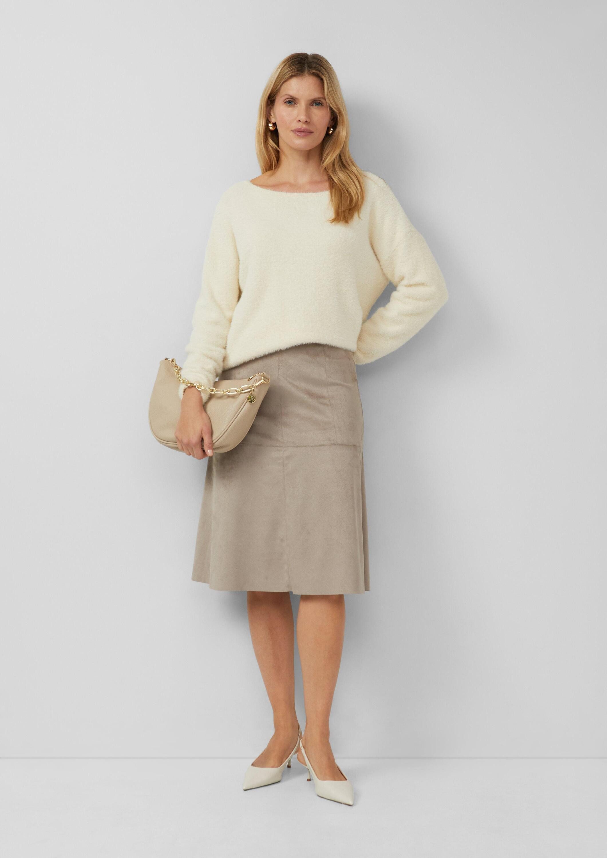 s.Oliver Longpullover Strickpullover Flauschiger Pullover mit U-Boot-Ausschnitt