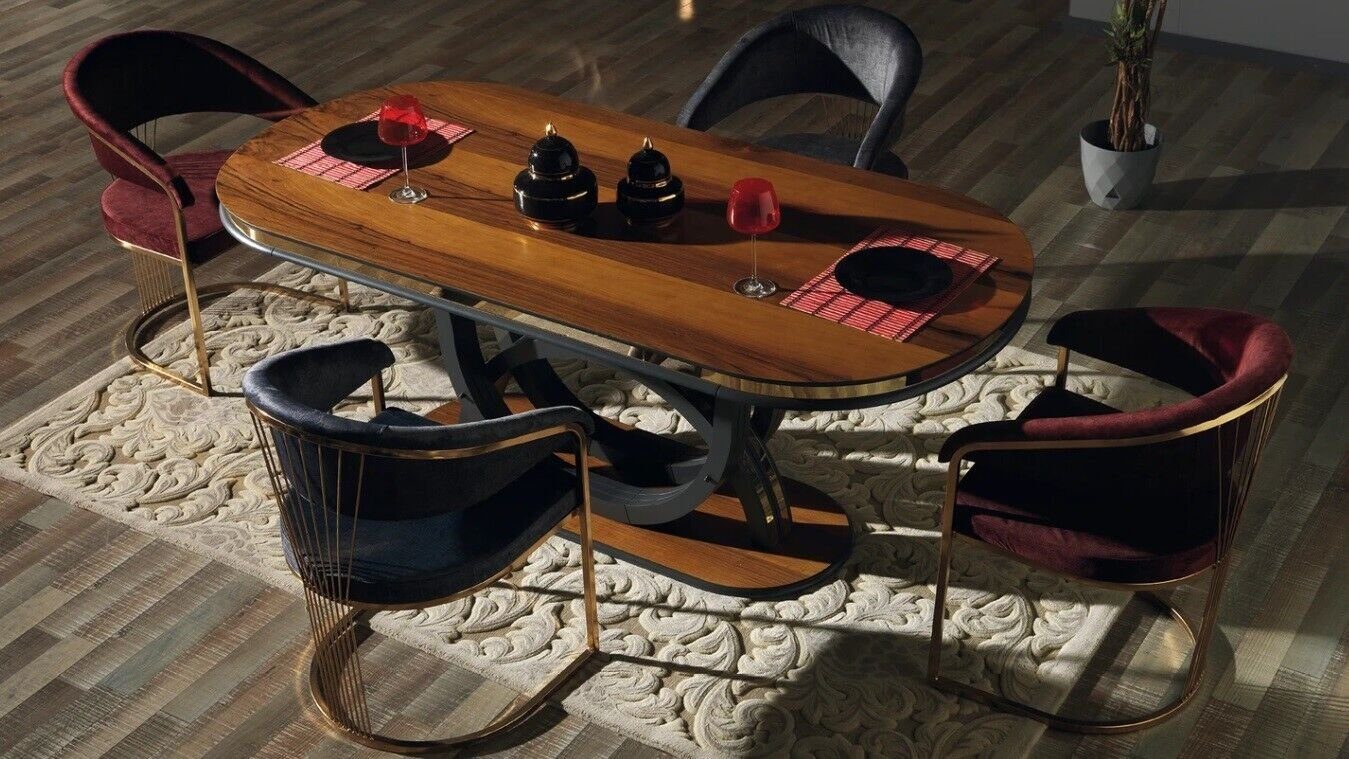 Esszimmer-Set Holztisch JVmoebel (7-St), Design, Set Gruppe Esszimmer Tisch Garnitur Italy In Made Stühle Esszimmer