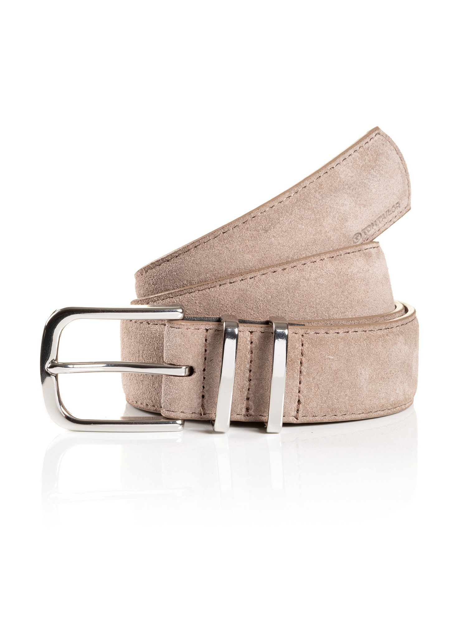 TOM TAILOR Synthetikgürtel TTMILLIE Veloursleder mit Ziernähten – 3,5 cm breit