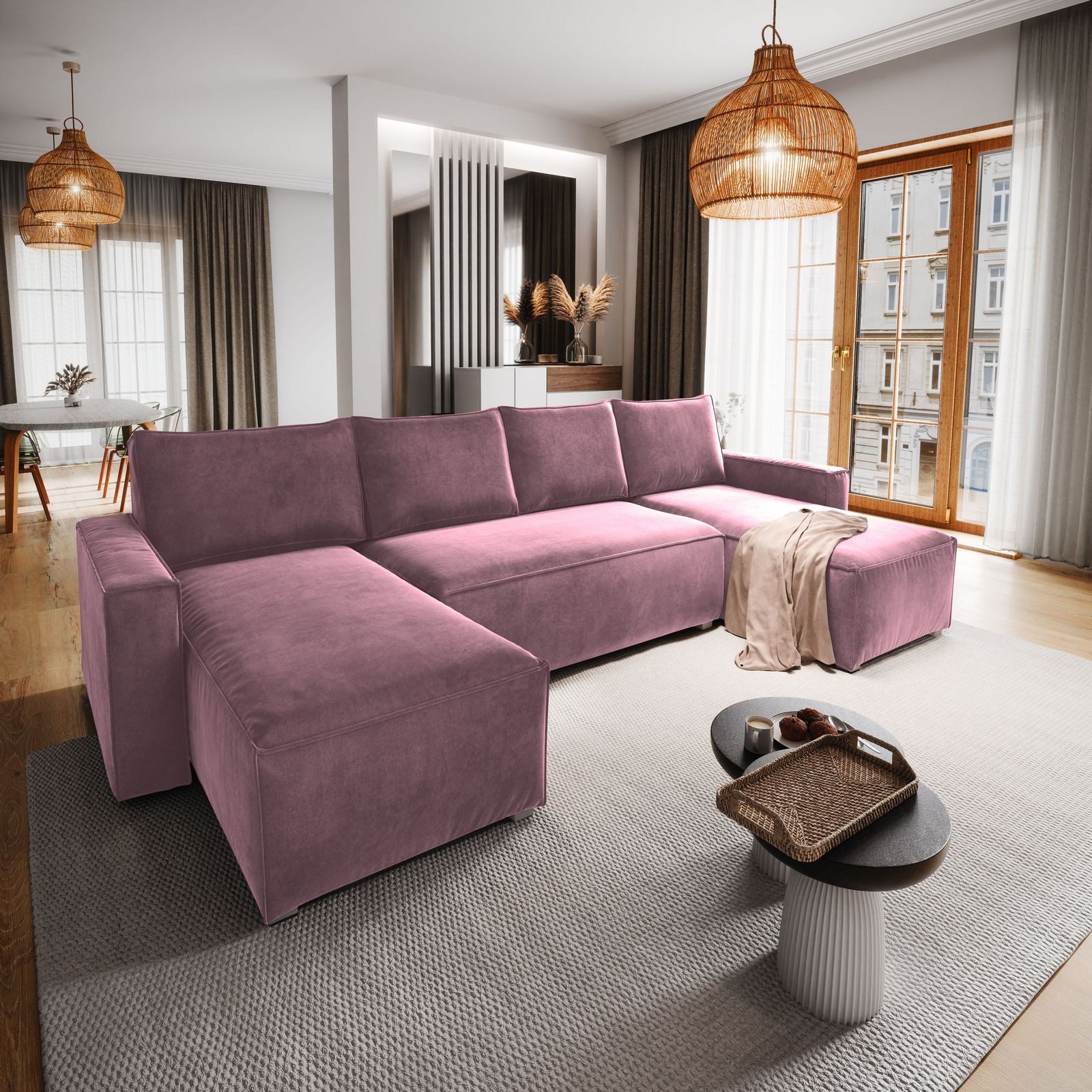 Masseno Ecksofa DENI mit Schlaffunktion U-Form, günstig online kaufen