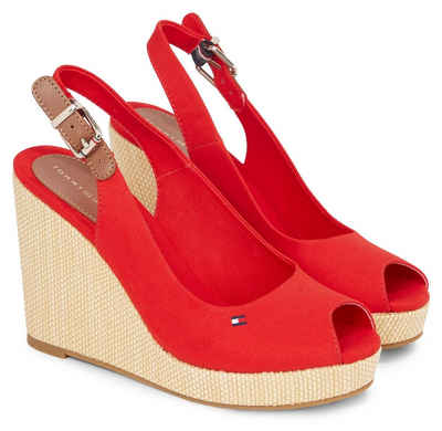 Tommy Hilfiger ICONIC ELENA SLING BACK WEDGE Keilsandalette, Sommerschuh, Sandale, Keilabsatz, mit verstellbarer Schnalle