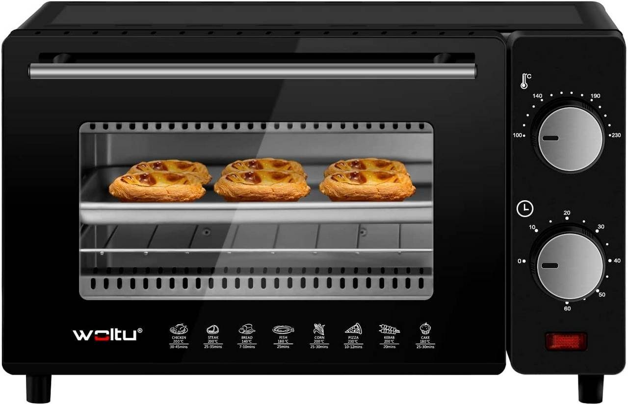 Woltu Minibackofen, 10 Liter, 650 Watt mit Timer für Pizza, Toast, Truthahn