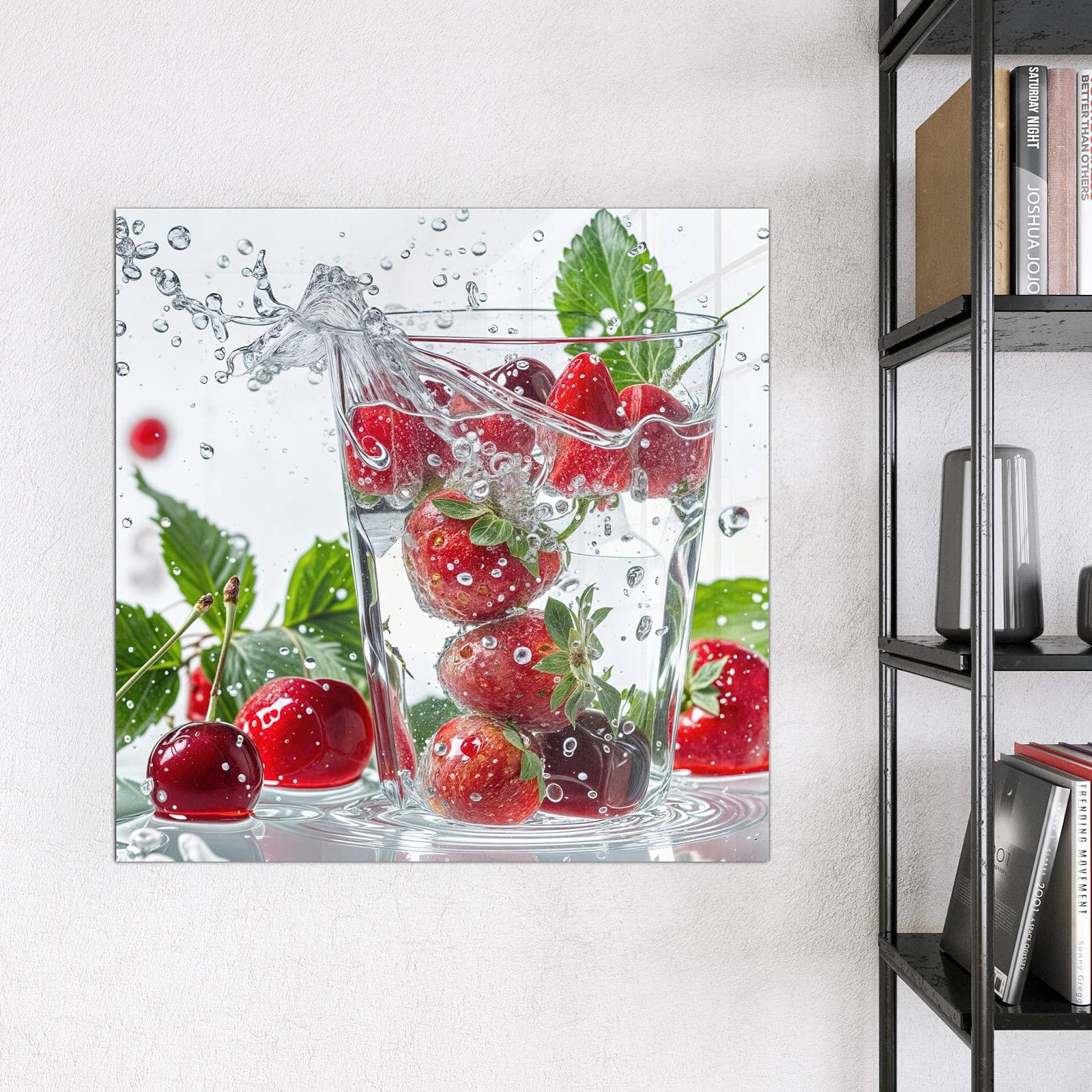 Primedeco Magnettafel Glas Erdbeeren und Kirschen Pinnwand Whiteboard beschreibbar, (Inklusive Stift, Magnete und Montagematerial, 1-tlg., 9 verschiedene Größen), Magnetisch und Beschreibbar