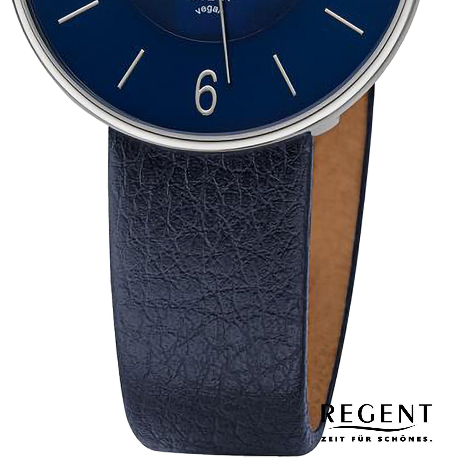 Regent Digitaluhr Regent Damen Armbanduhr Analog, (Analoguhr), Damen Armbanduhr rund, extra groß (ca. 33mm), Lederarmband