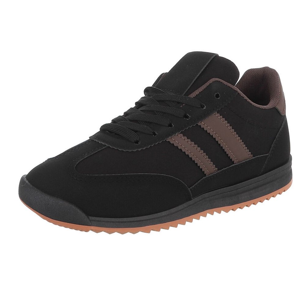 Ital-Design Damen Sneaker mit Schnürung und Profilsohle Sneaker (91742604) Flach Sneakers Low in Schwarz