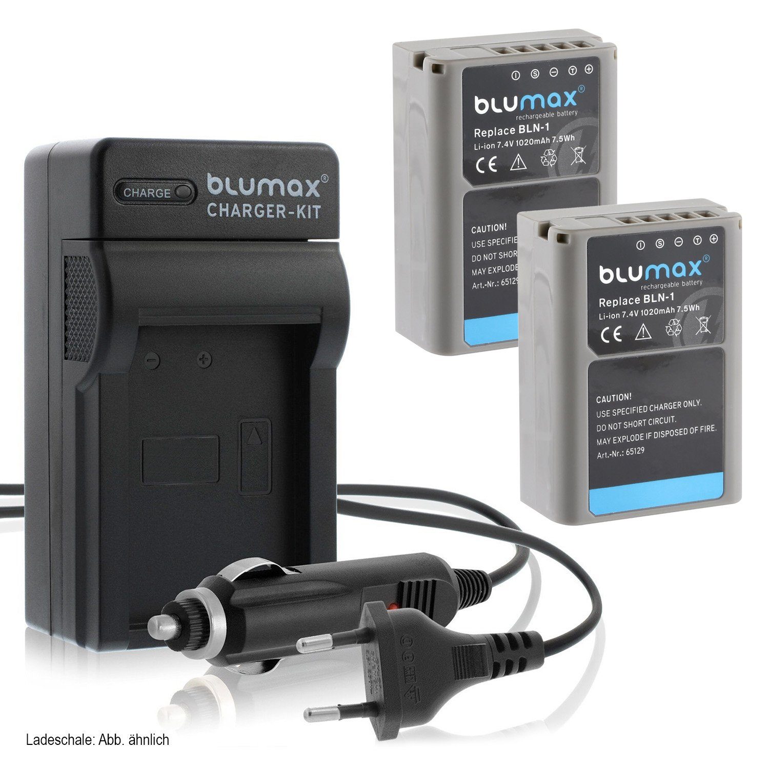 Blumax Set mit Lader für Olympus BLN-1 OM-D E-M1 1020 mAh Kamera-Akku