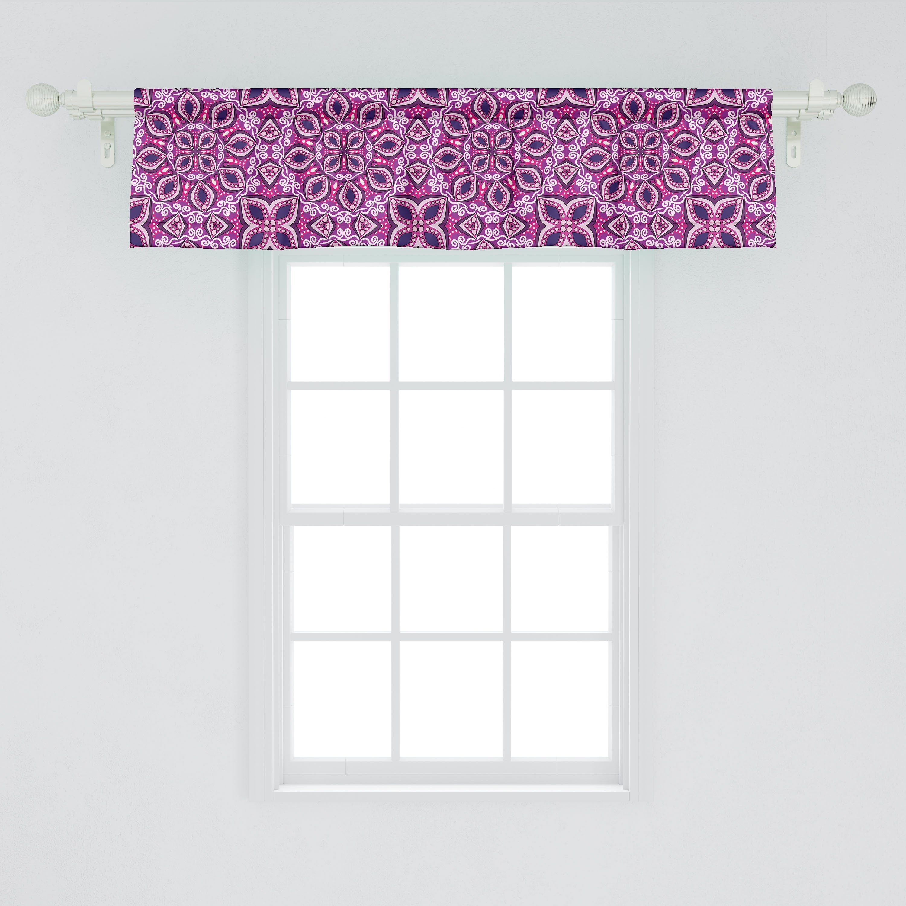 Scheibengardine Vorhang Dekor mit Stangentasche, Trippy Schlafzimmer für Lace Küche Blumen-Blatt Abakuhaus, Blumen Microfaser, Volant