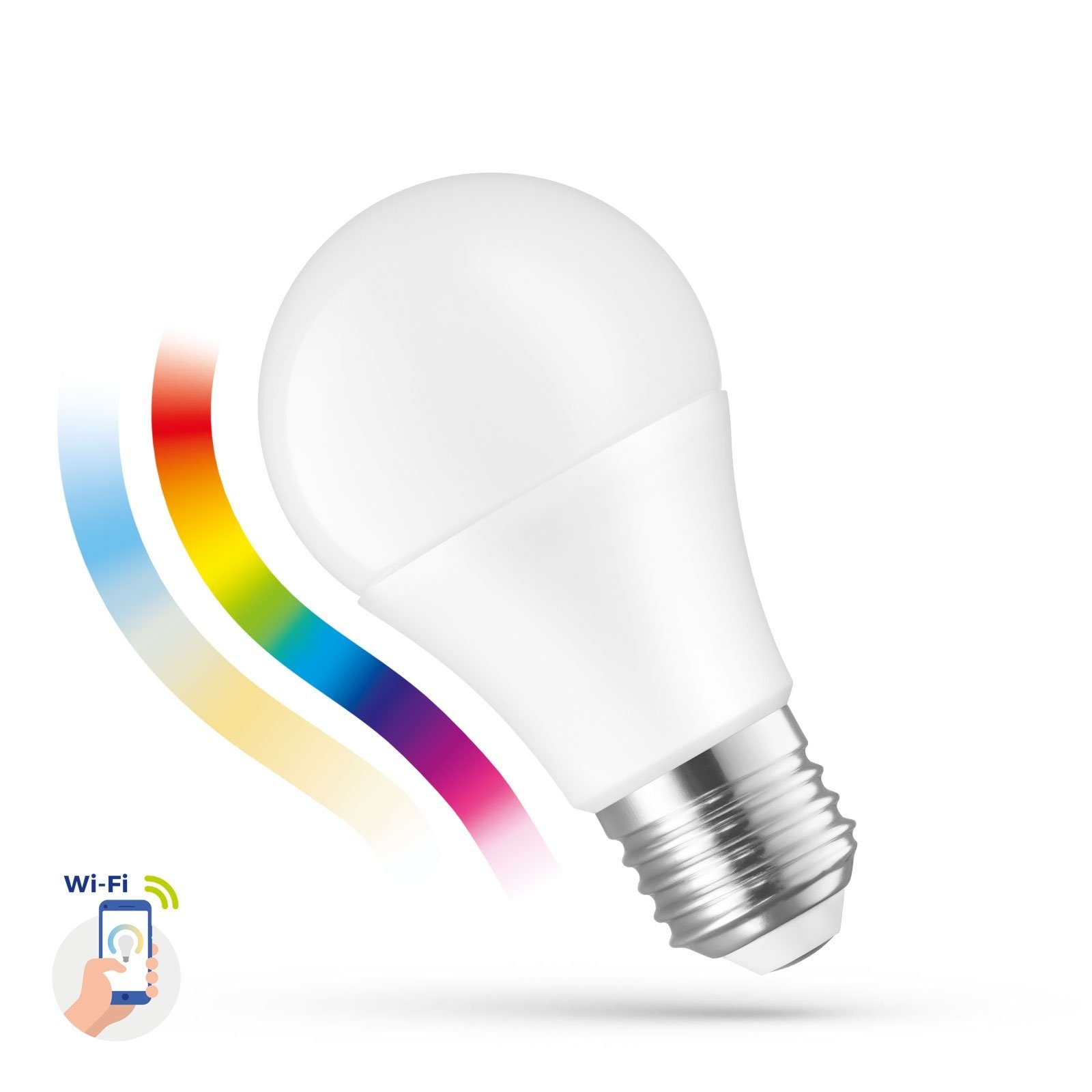 A60 AlexaGoogle bunt SMART bis RGB, tageslichtweiß, LED E27, 2700K-6500K warmweiß Tuya E27 - CCT-Farbtemperatursteuerung Farbwechsler, DIMMBAR, 9W=62W Spectrum LED-Leuchtmittel SmartHome WiFi