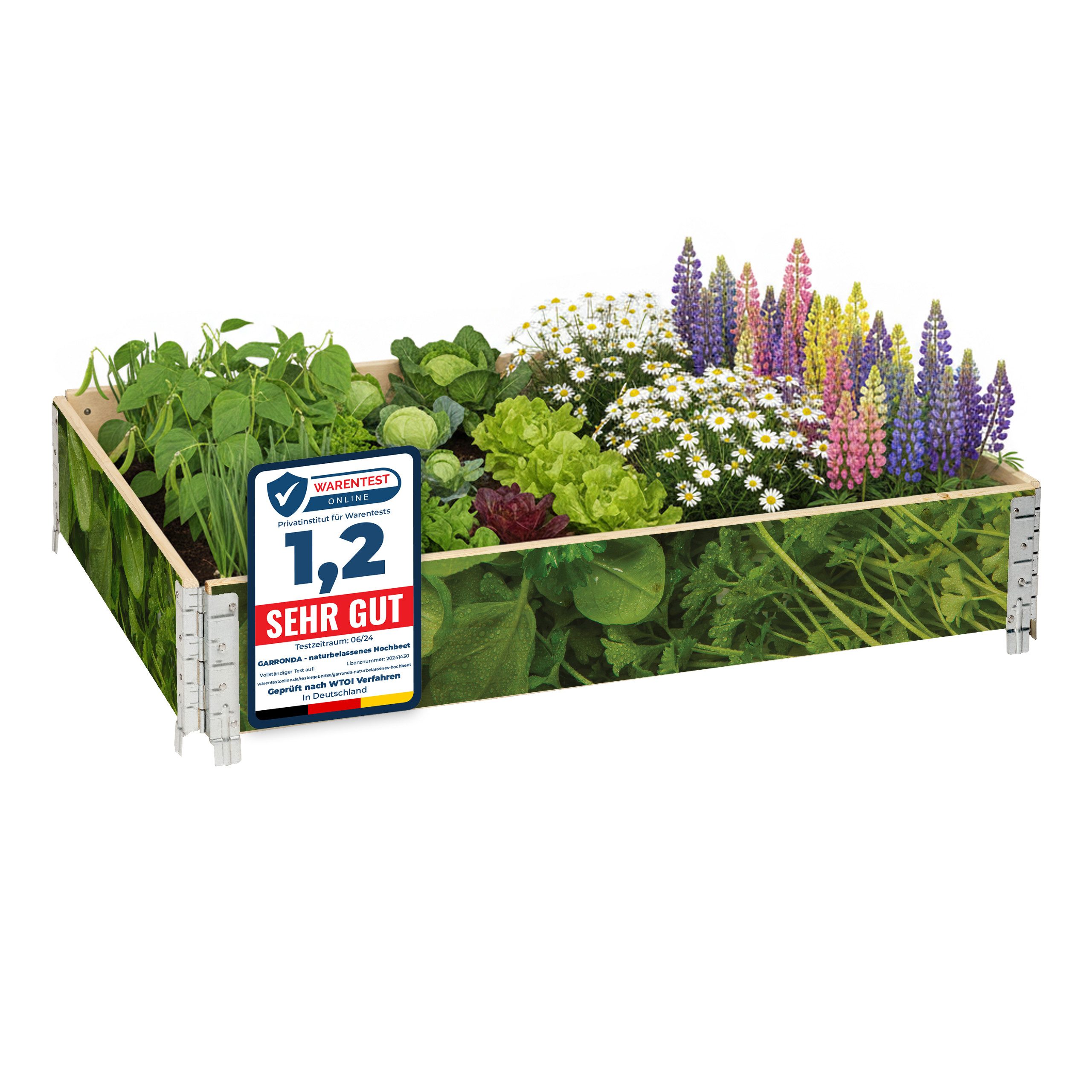 Garronda Hochbeet-Profil Holzaufsatzrahmen mit Print (ohne Palette) 120x80cm GD-0105 (1-St)