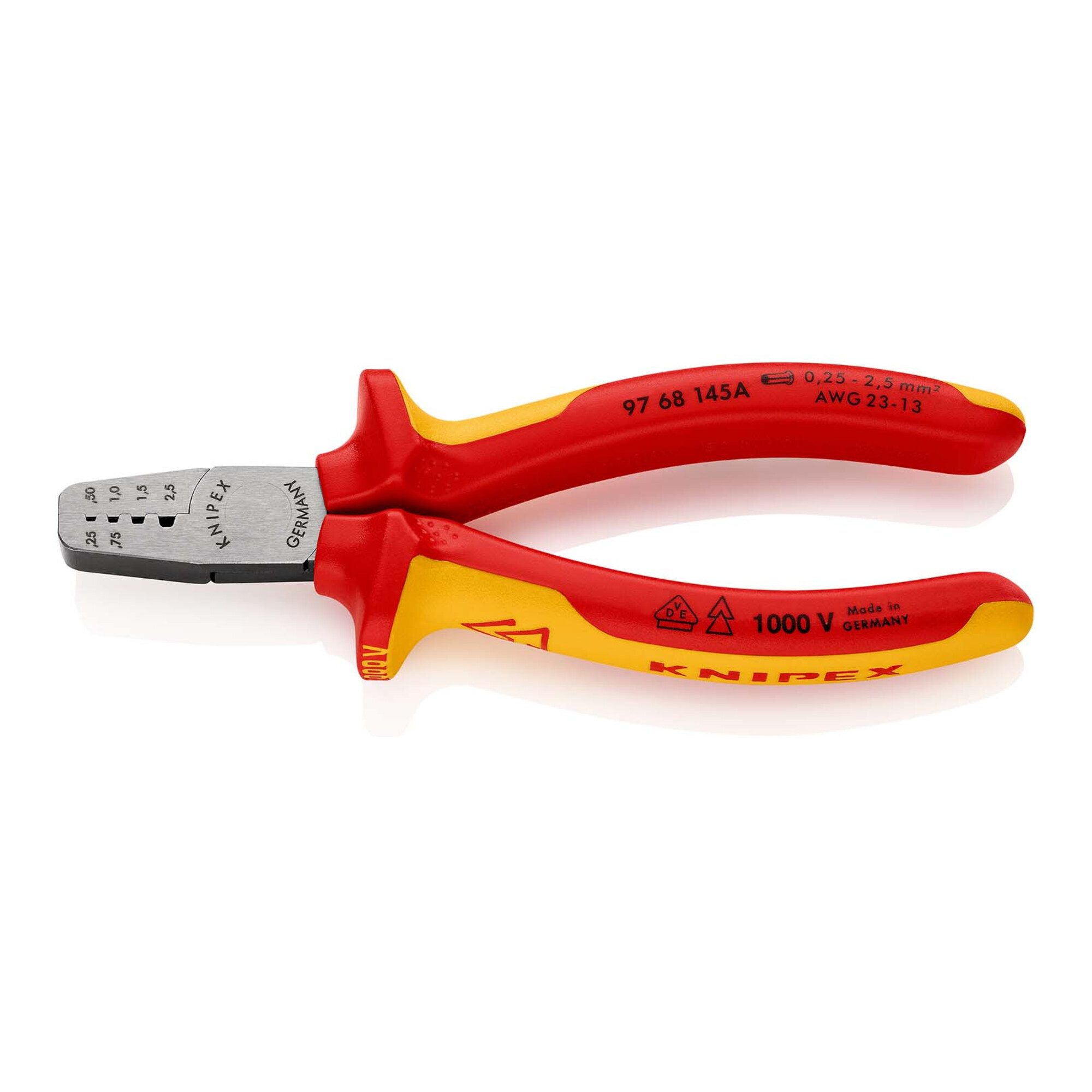 Crimpzange KNIPEX 97 68 145 A Crimpzange für Aderendhülsen isoliert mit