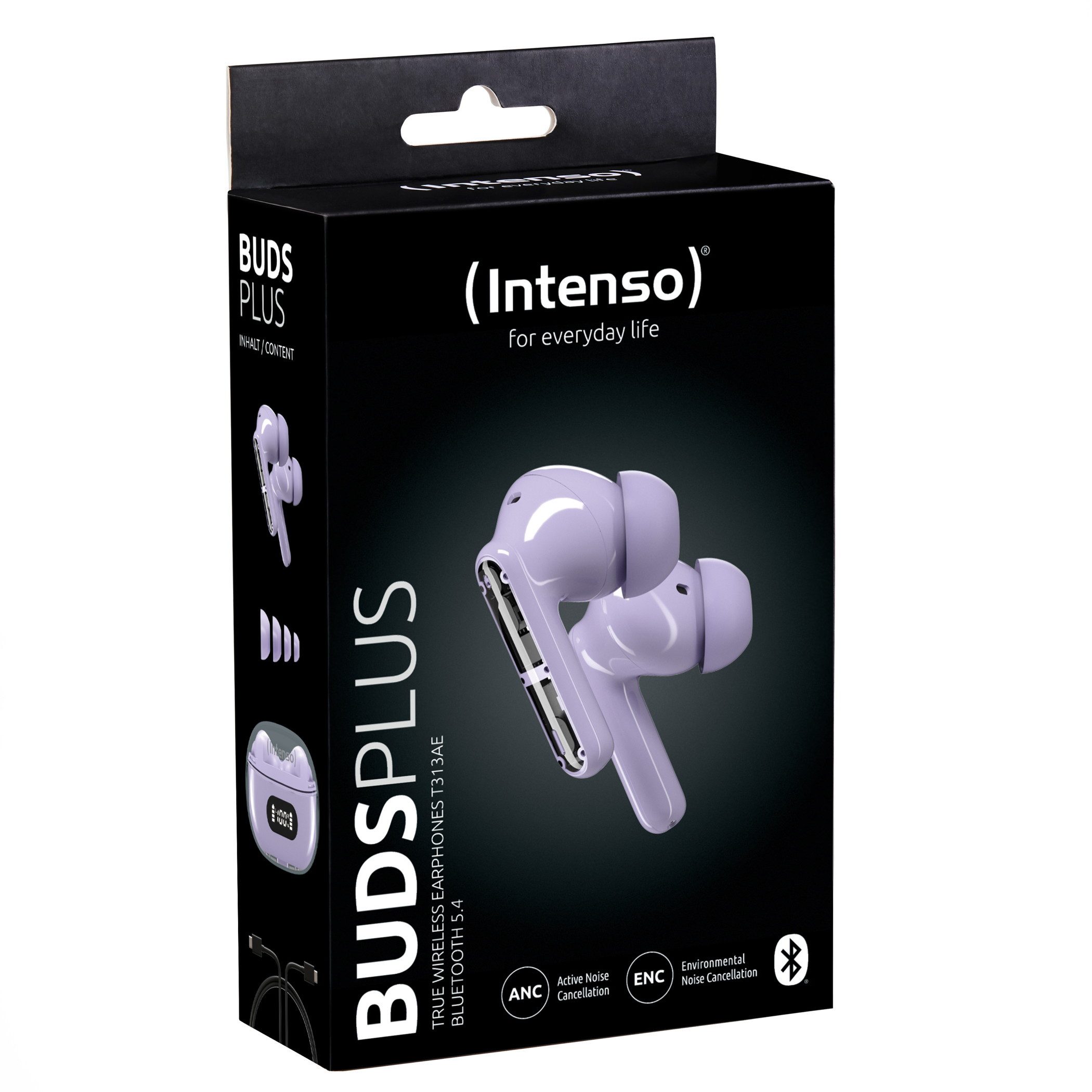 Intenso True Wireless Kopfhörer T313AE Bluetooth Buds Plus mit Akku lila In-Ear-Kopfhörer