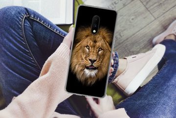 MuchoWow Handyhülle Löwe - Porträt - Schwarz - Tiere, Phone Case, Handyhülle OnePlus 7, Silikon, Schutzhülle