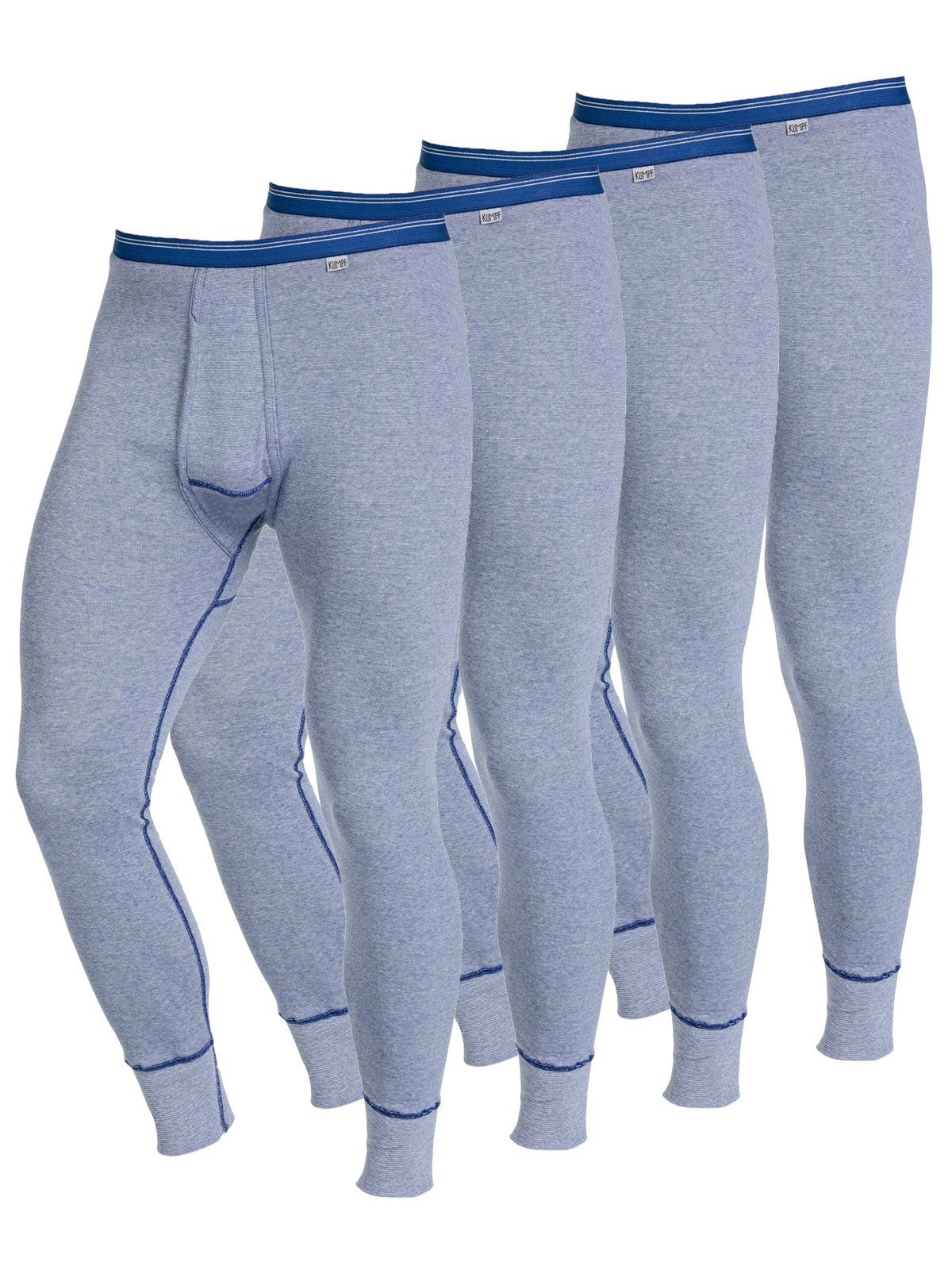 eingriff 4er mit Lange Jeans 4-St) KUMPF Unterhose Unterhose marine Feinripp Herren (Spar-Set, Sparpack