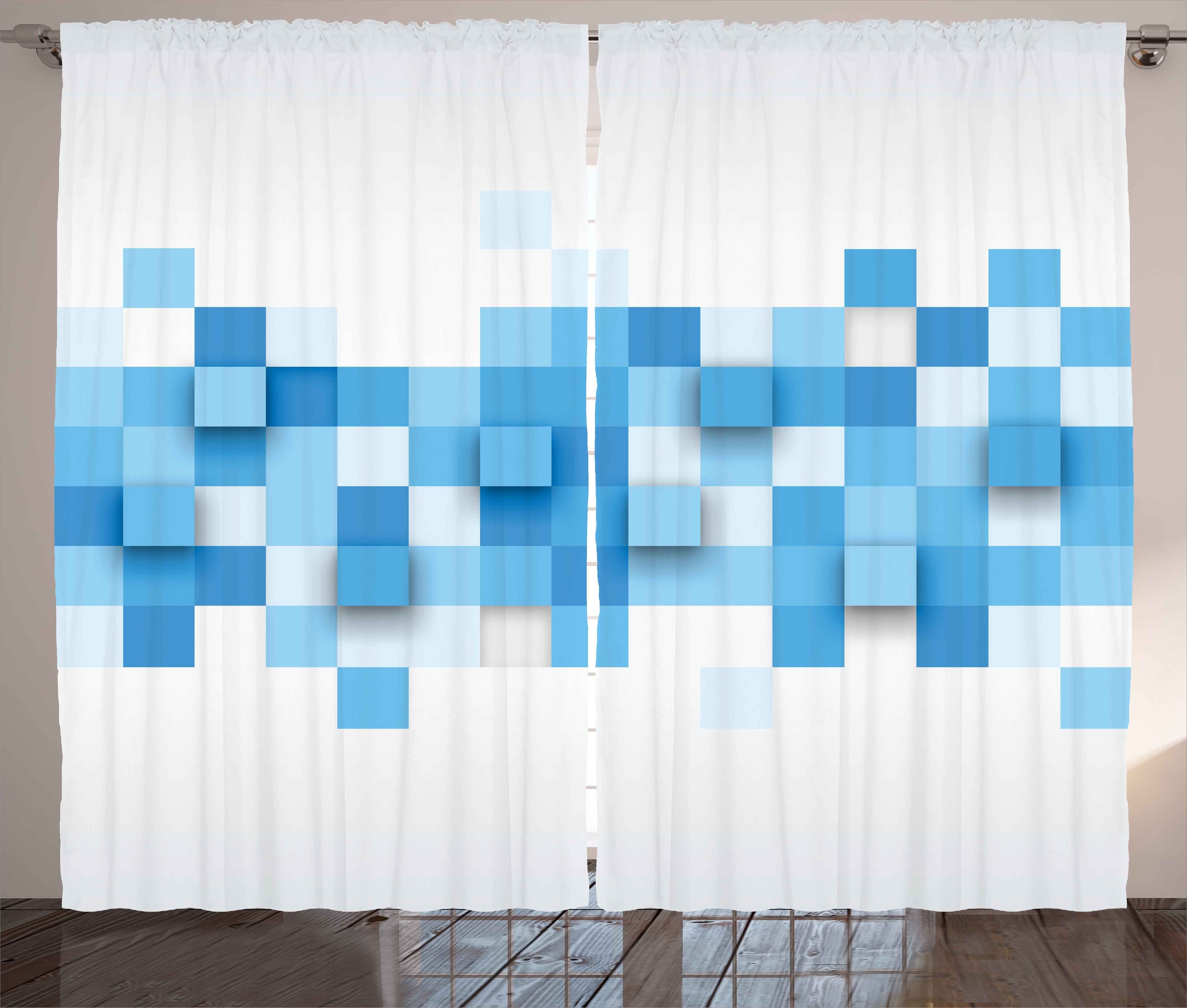 Gardine Schlafzimmer Kräuselband Vorhang mit Schlaufen und Haken, Abakuhaus, Abstrakt 3D-Mosaic Geometric