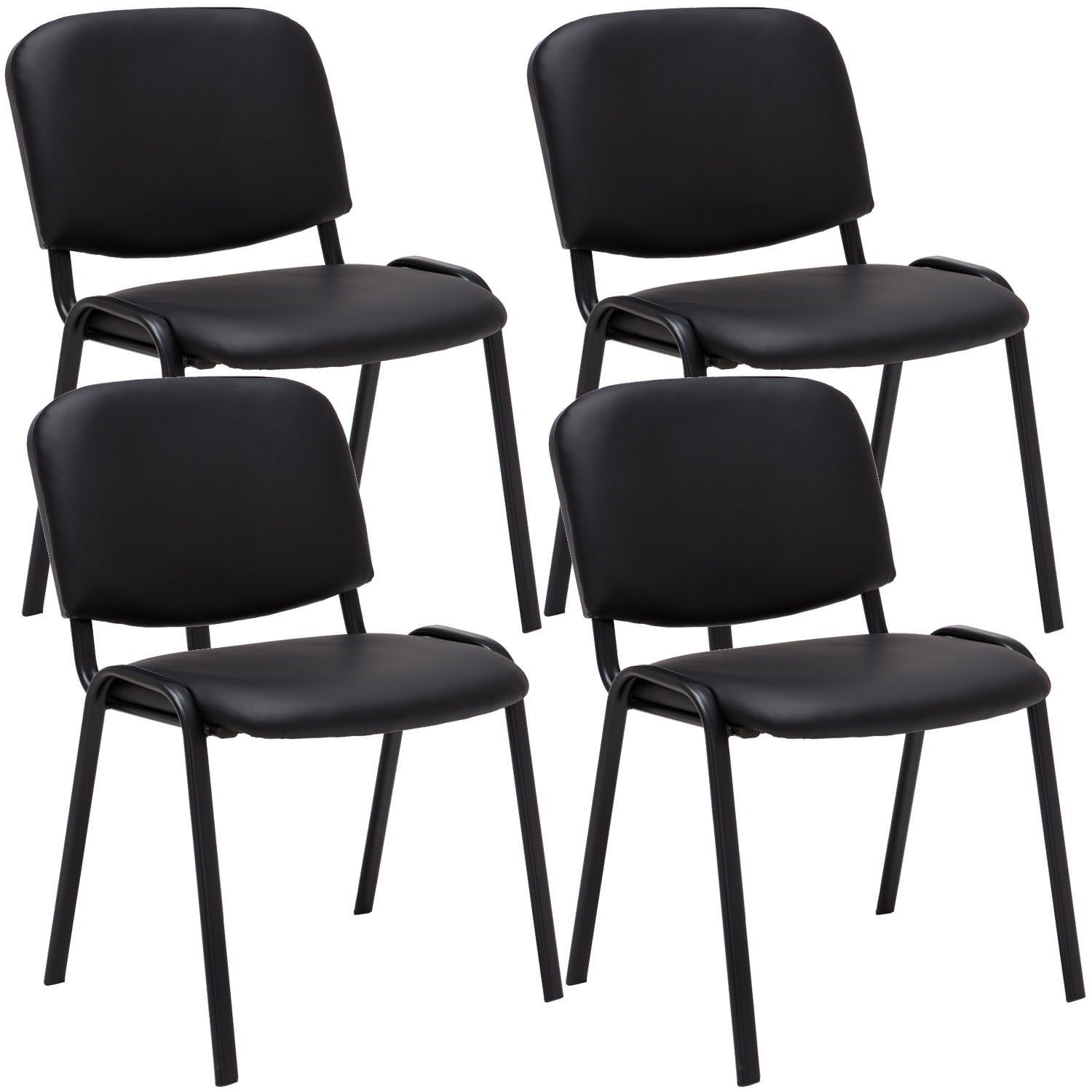 TPFLiving Besucherstuhl Keen mit hochwertiger Polsterung - Konferenzstuhl (Besprechungsstuhl - Warteraumstuhl - Messestuhl, 4 St), Gestell: Metall matt schwarz - Sitzfläche: Kunstleder schwarz | Besucherstühle