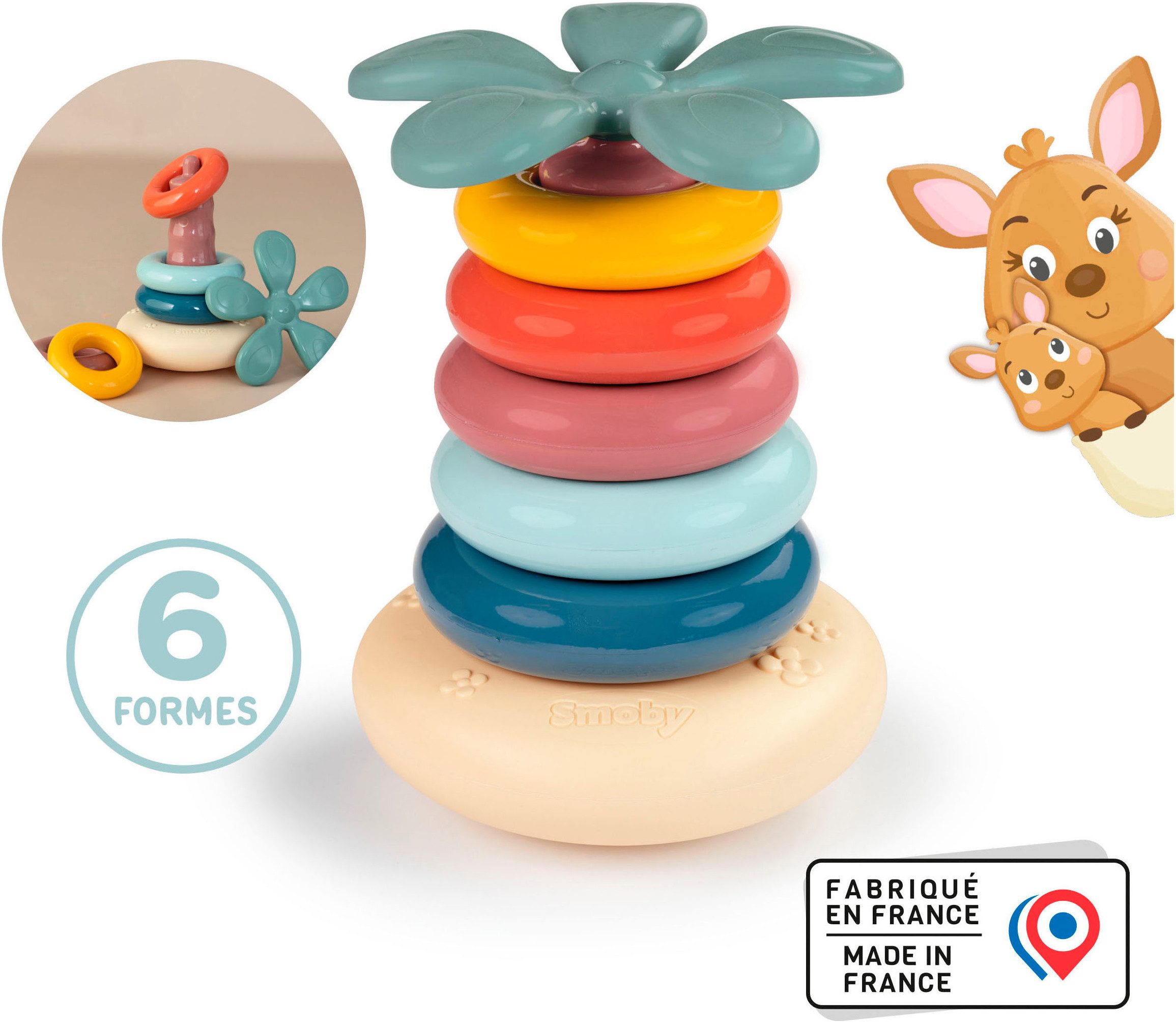 Smoby Steckspielzeug LS Stehauf-Ringpyramide, Made in Europe