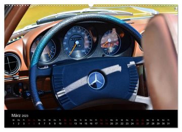 CALVENDO Wandkalender Mercedes SL W107 - zeitlose Eleganz (Premium, hochwertiger DIN A2 Wandkalender 2023, Kunstdruck in Hochglanz)