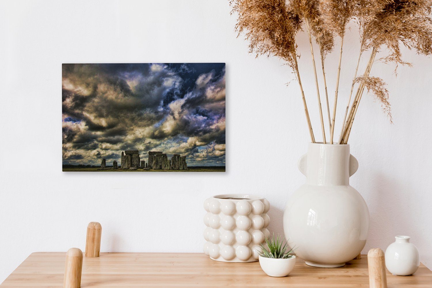 Leinwandbild Wolken Wanddeko, OneMillionCanvasses® cm (1 St), Leinwandbilder, Stonehenge, Dunkelblaue 30x20 Aufhängefertig, über Wandbild