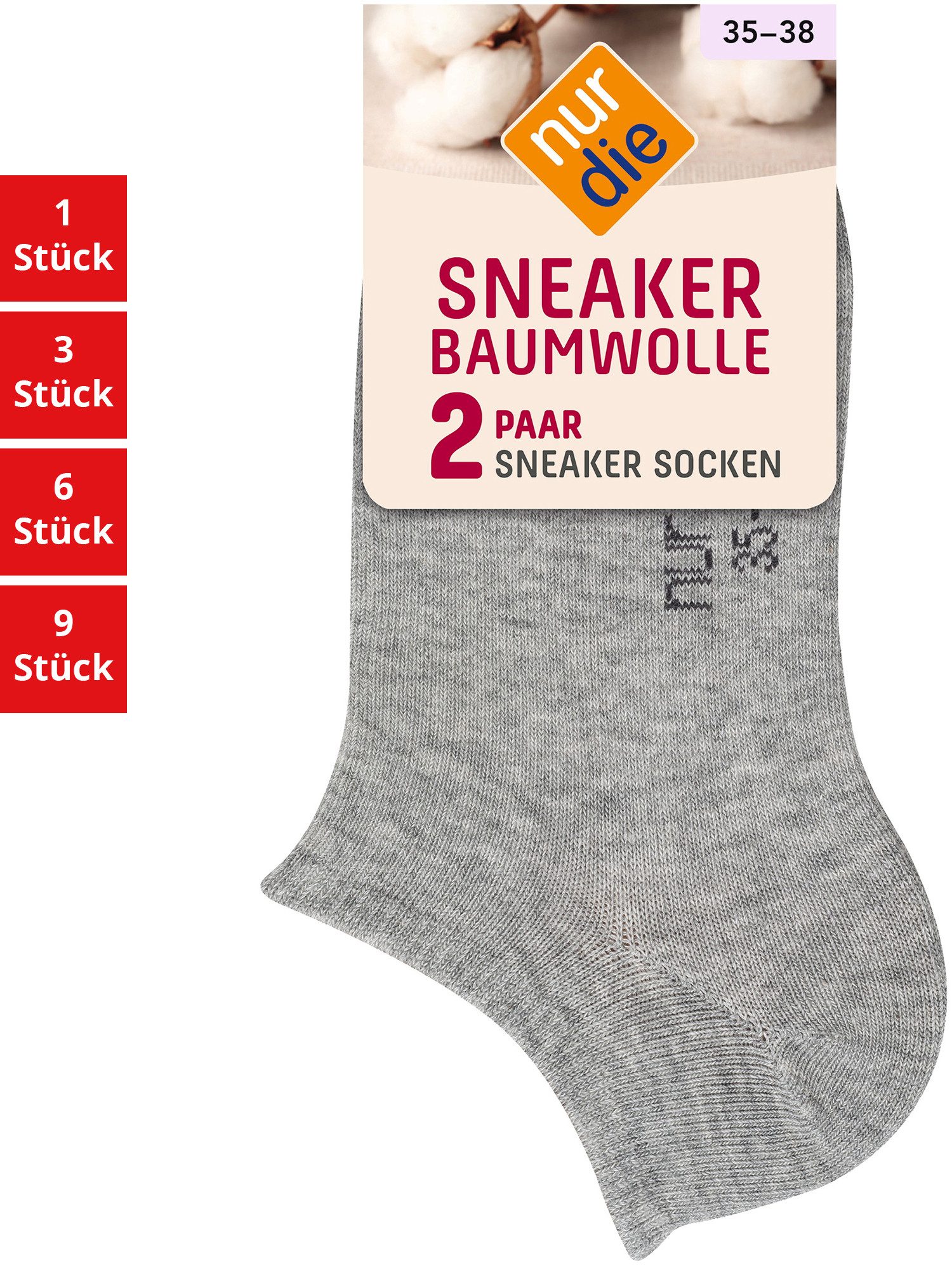 Nur Die Sneakersocken Baumwolle Damen (1er/3er/6er/9er Pack, 2-Paar) Sneaker-socken füsslinge füßlinge