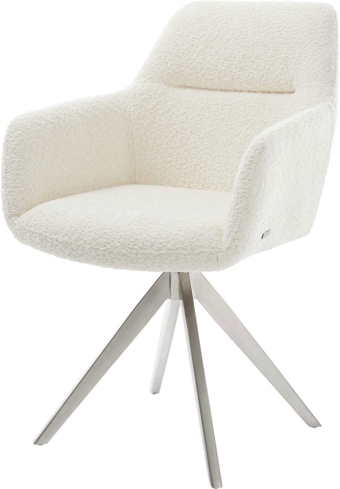 DELIFE Polsterstuhl Pejo-Flex, Kreuzgestell kantig Edelstahl Bouclé Weiß Ta günstig online kaufen