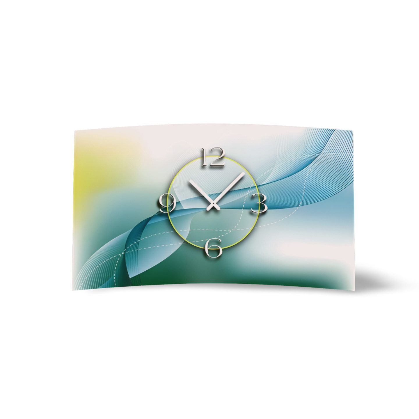 dixtime Wanduhr Abstrakt mint petrol Designer Wanduhr (Einzigartige 3D-Optik aus 4mm Alu-Dibond)