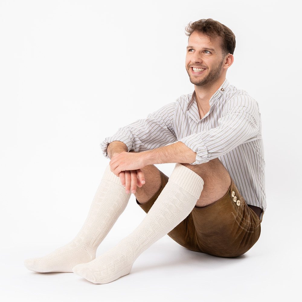 HerzSticht Trachtensocken Herren Lange Trachtensocken 1er Pack (Modell: Silberdistel) (1-Paar)